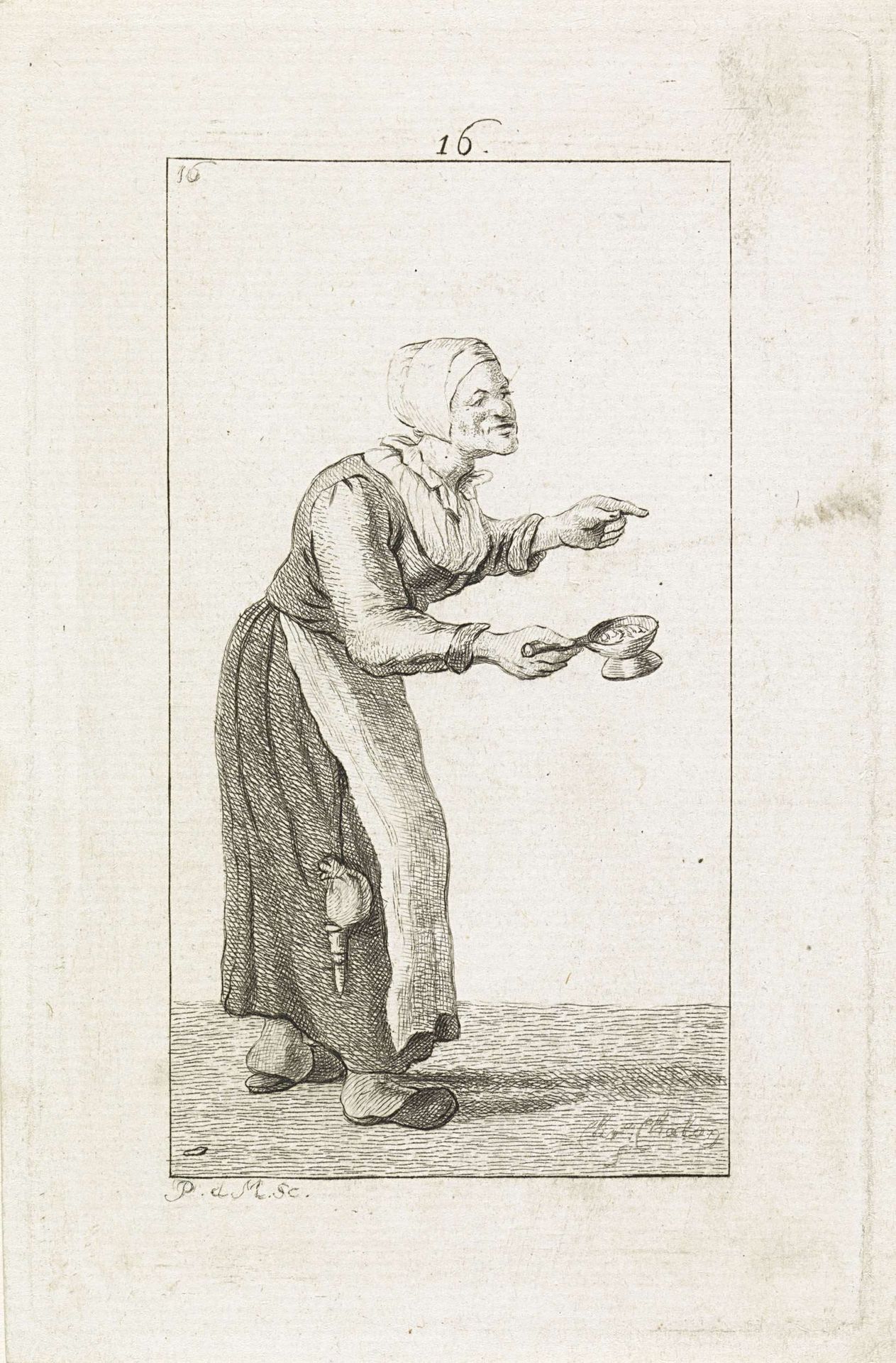 Vrouw met een bakje by Pieter de Mare