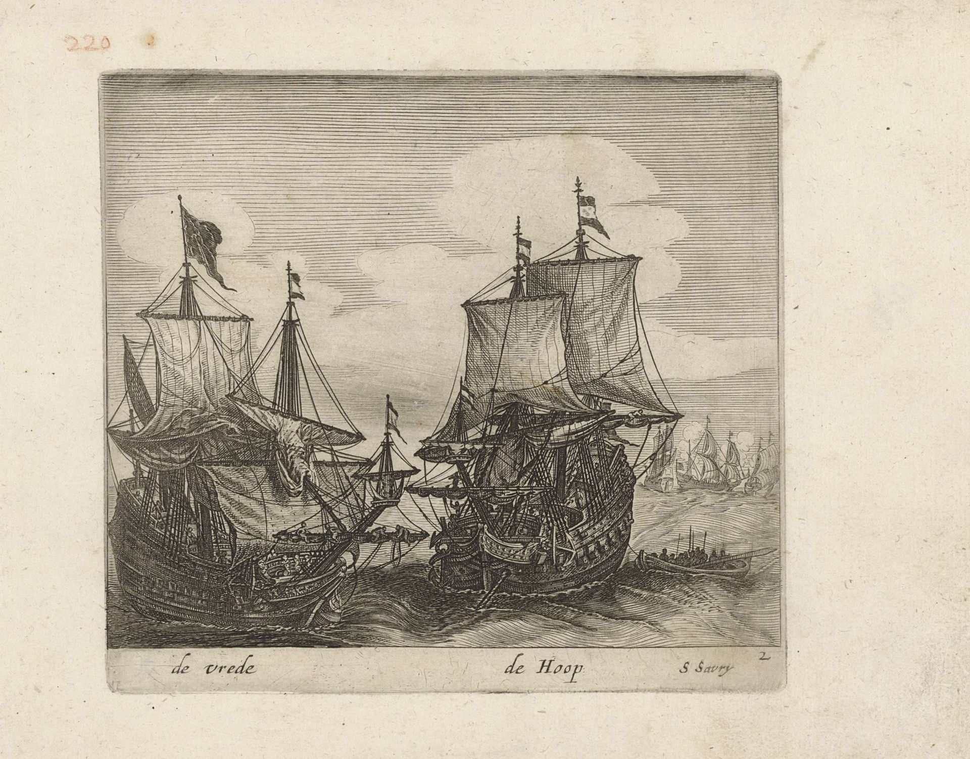 Twee driemasters voor anker by Anonymous