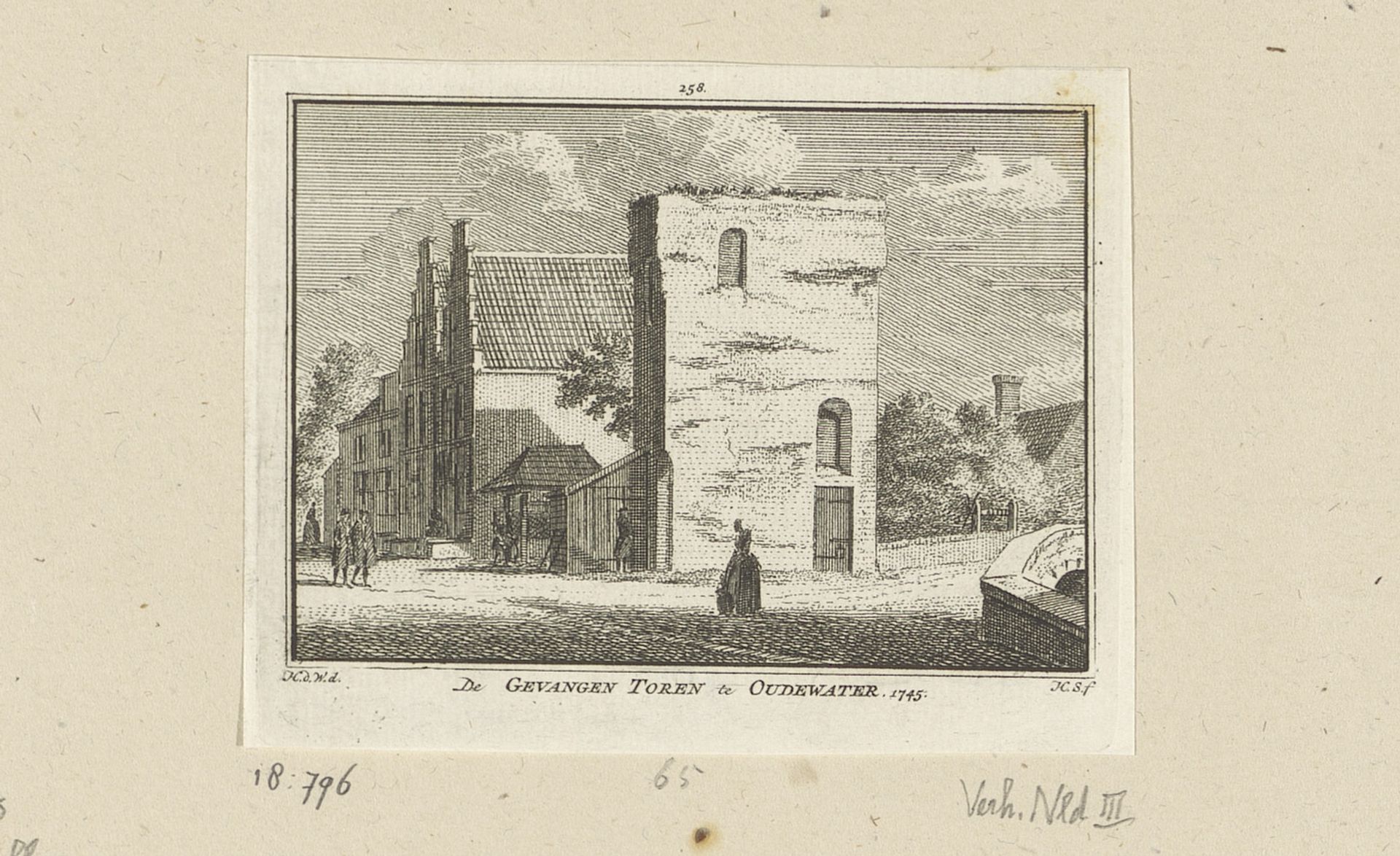 Gezicht op de Gevangentoren te Oudewater, 1745 by Hendrik Spilman