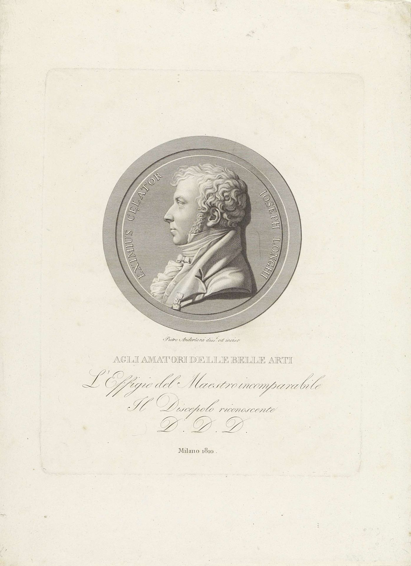 Portret van Joseph Longhi by Pietro Anderloni