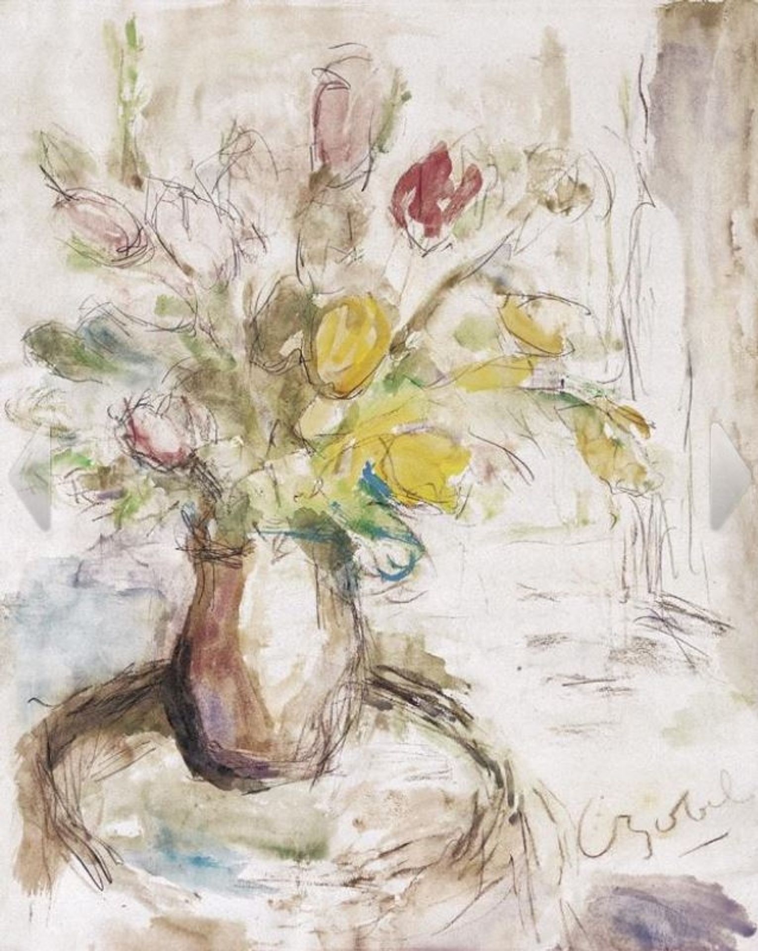 Béla Adalbert Czóbel, Still Life with Flower in a Vase by Bela Czobel
