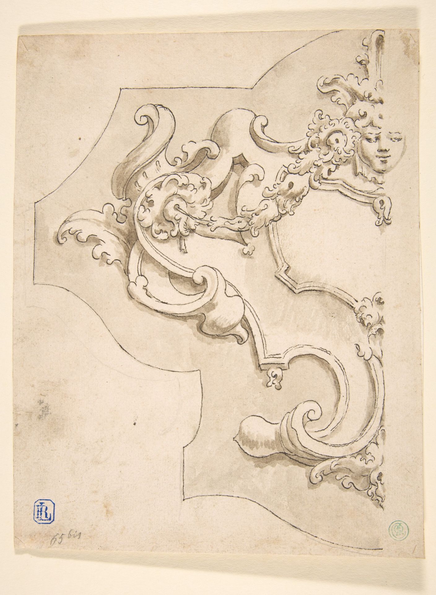 Design for Half Cartouche with Mask by Fortunato Tesi