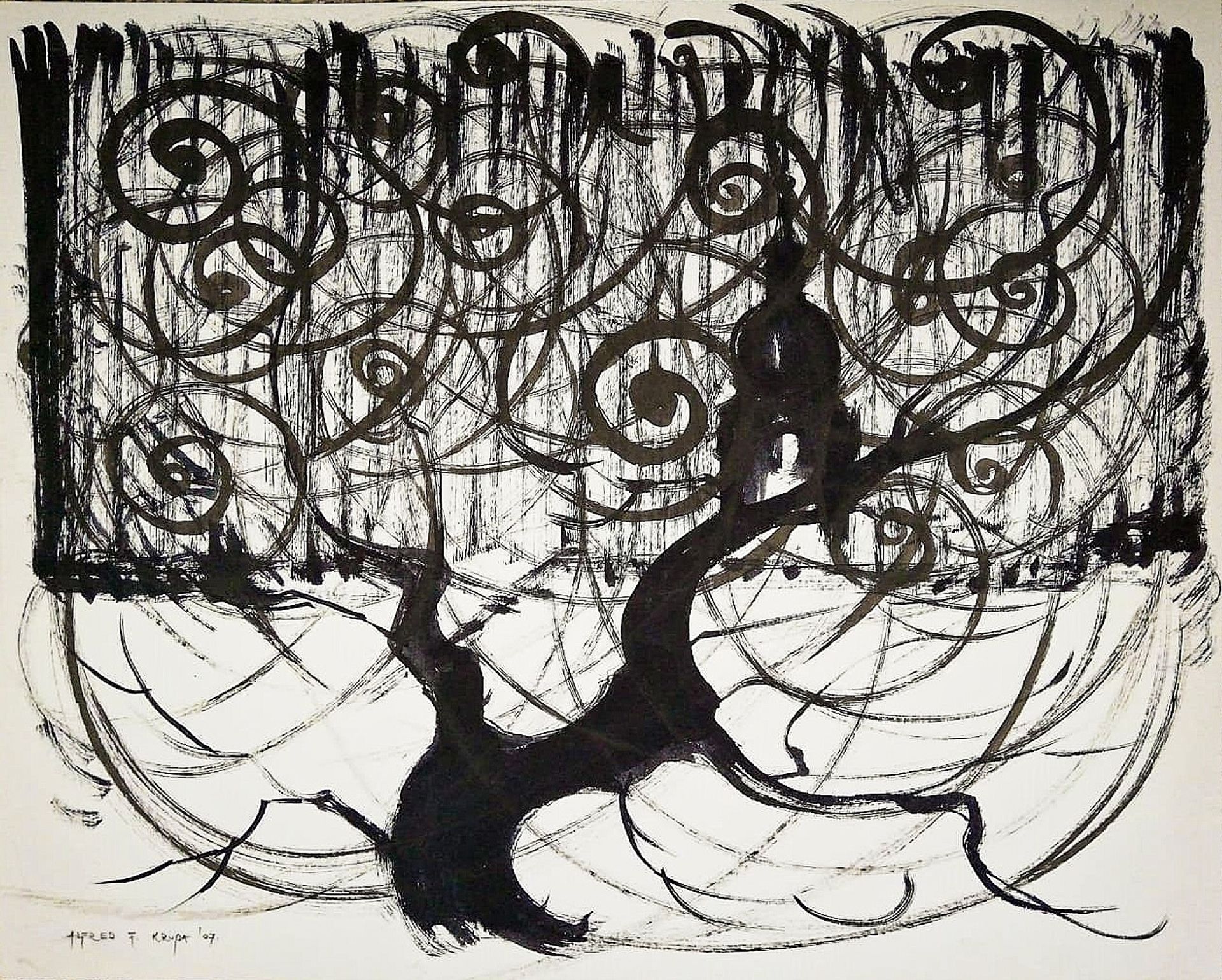 Above the roofs of Karlovac or the Archimedean Spiral II by Alfred Freddy Krupa
