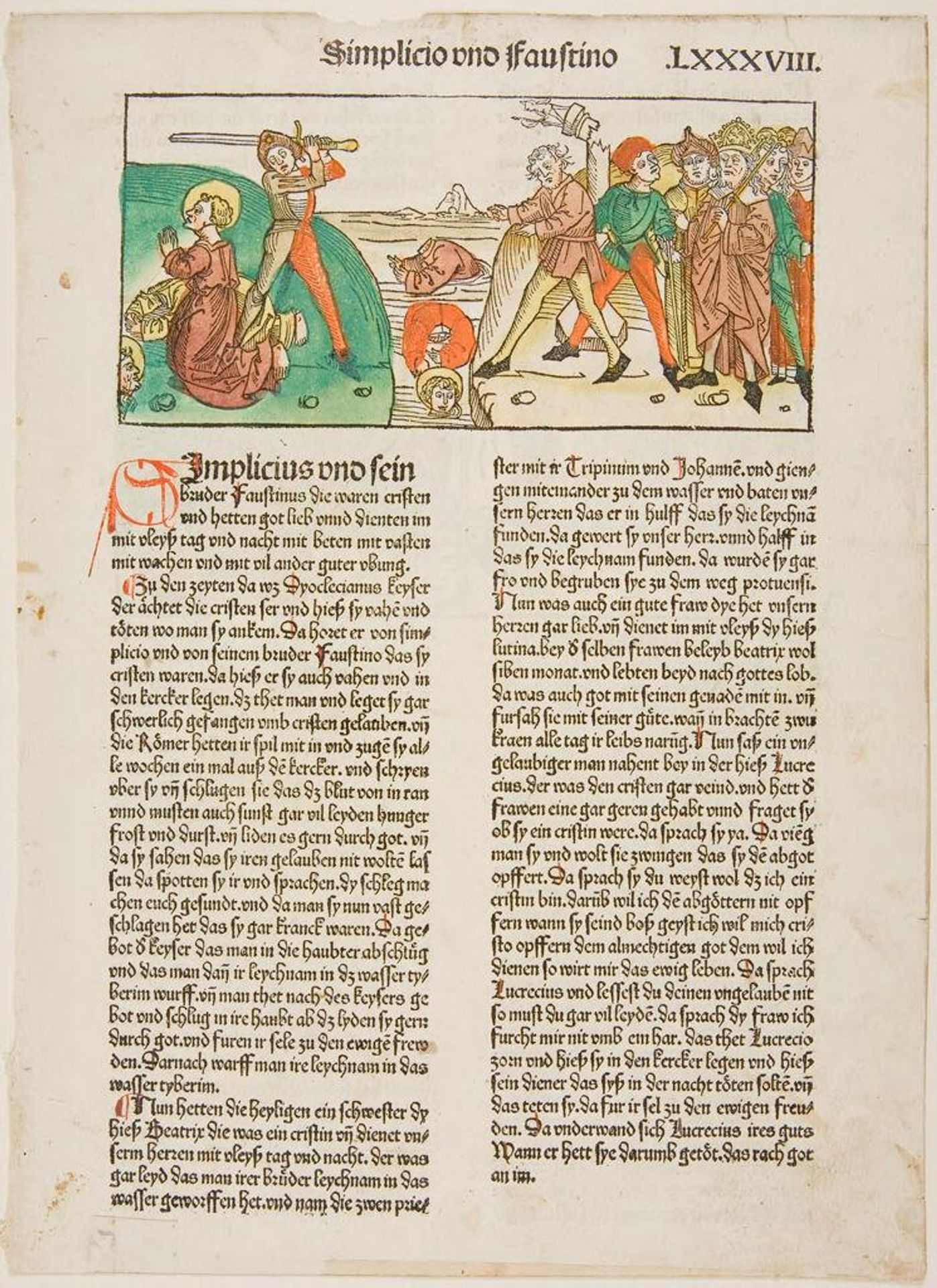 Death of Saint Simplicien and Saint Faustin; verso:  Saint Abdon and Saint Sennen by Anonymous