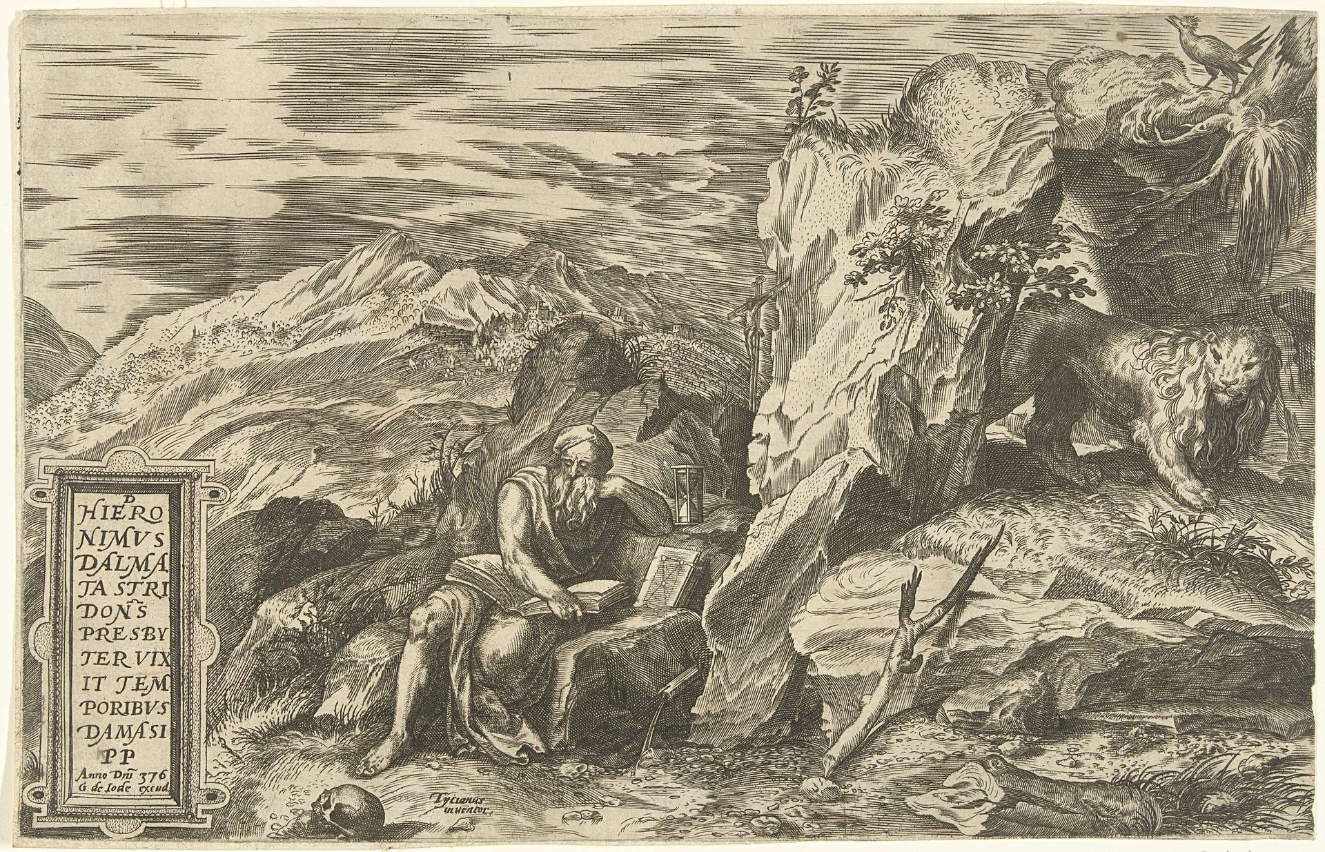 Landschap met lezende Hieronymus by Anonymous