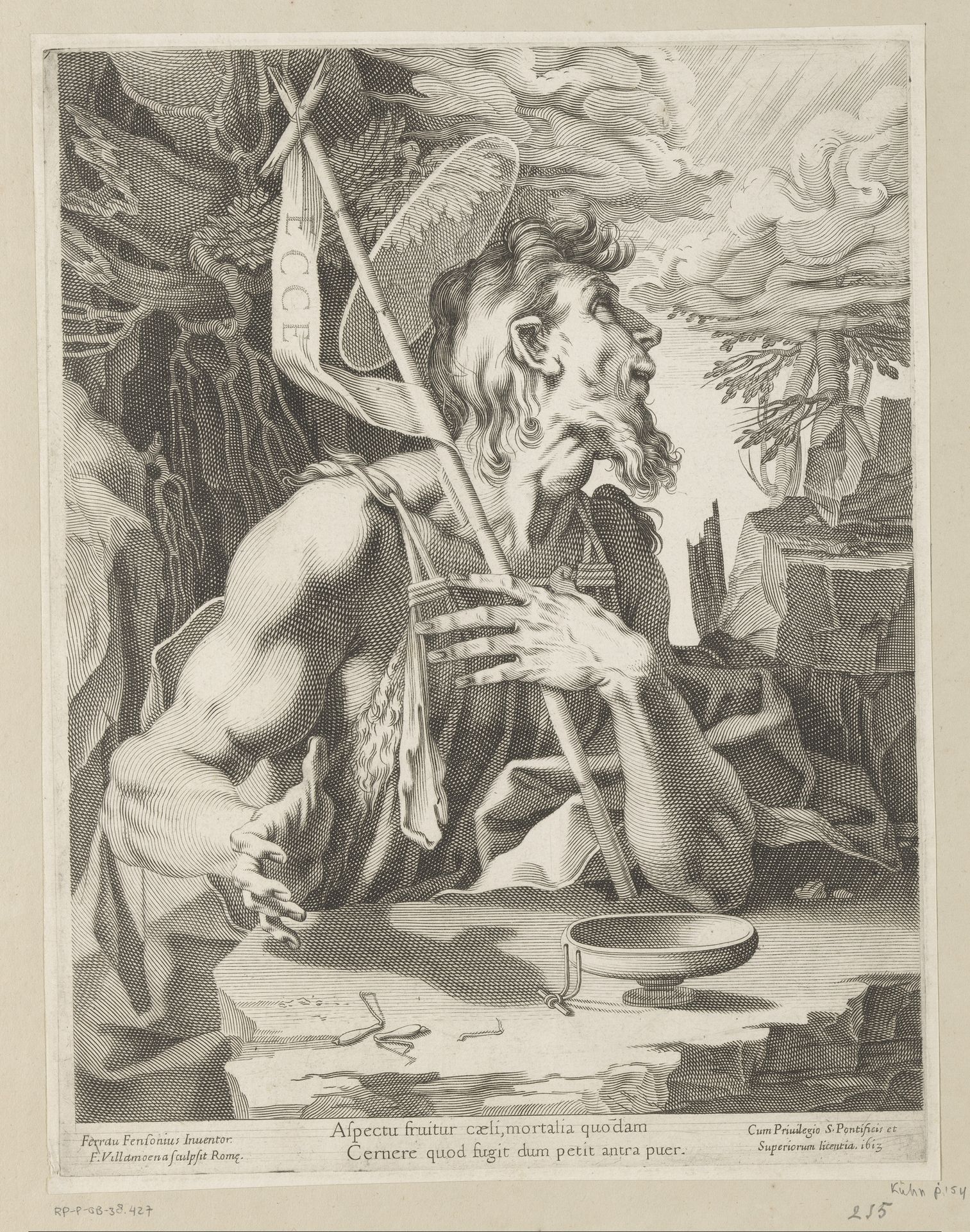 Johannes de Doper in de wildernis by Francesco Villamena
