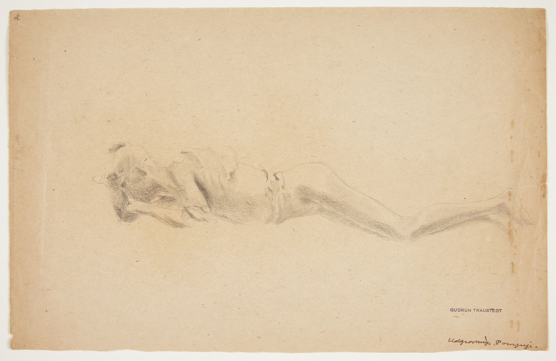 Studie af gipsafstøbning fra Pompeji. Liggende mand by Traustedt, Gudrun