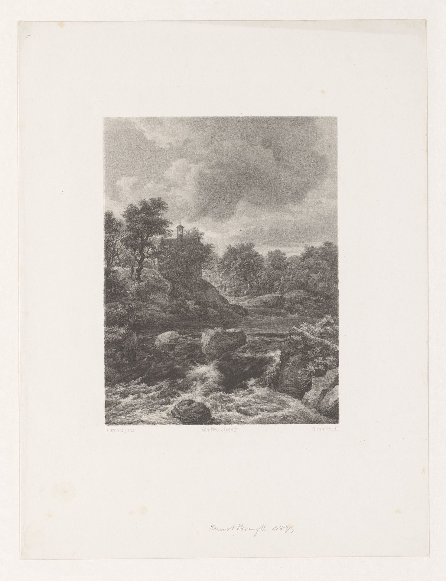 Waterval bij kapel by Adolf Carel Nunnink