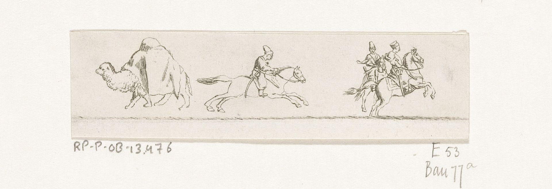 Kameel en drie Poolse ruiters by Anonymous