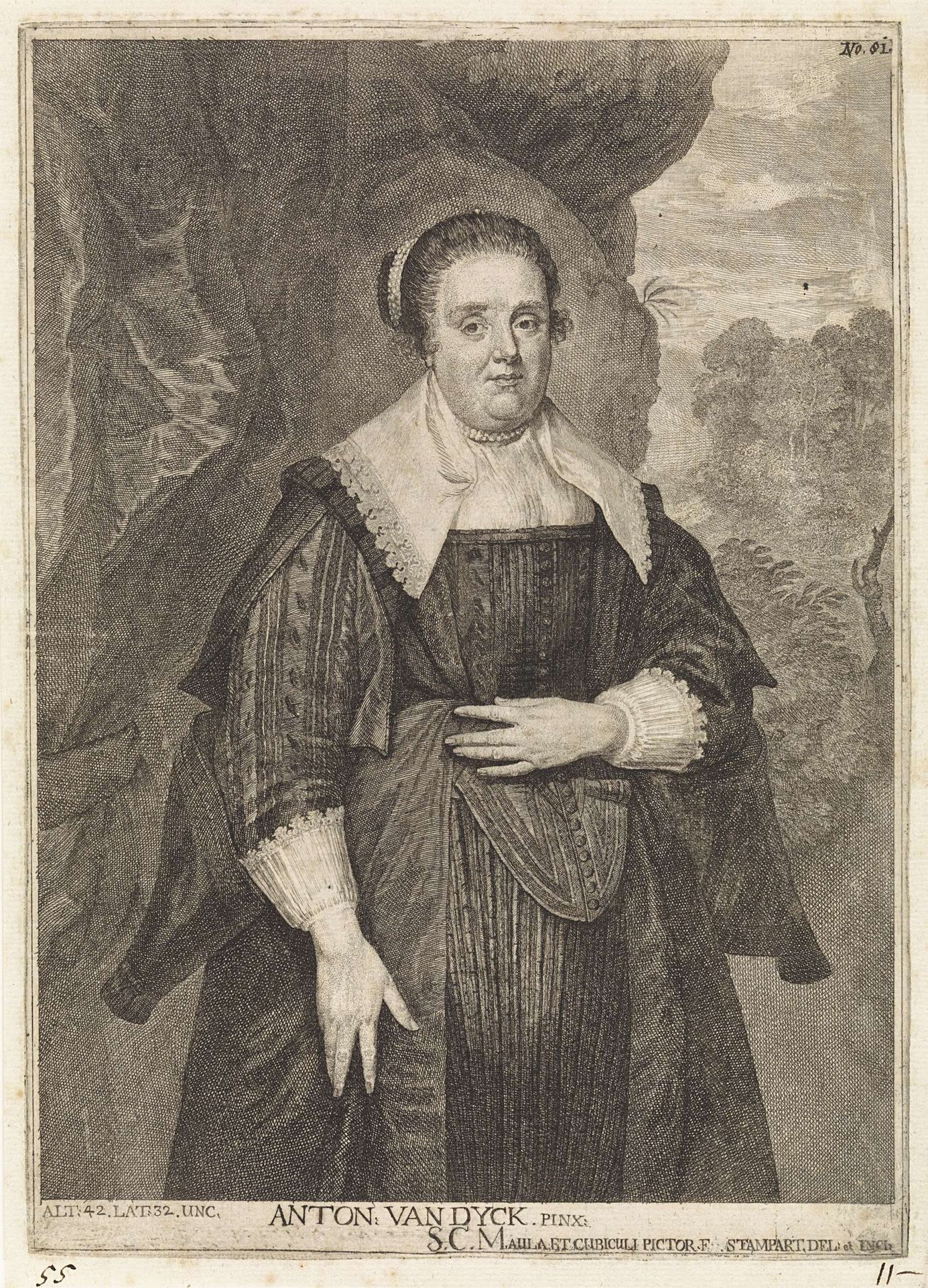 Portret van een onbekende vrouw by Frans van Stampart