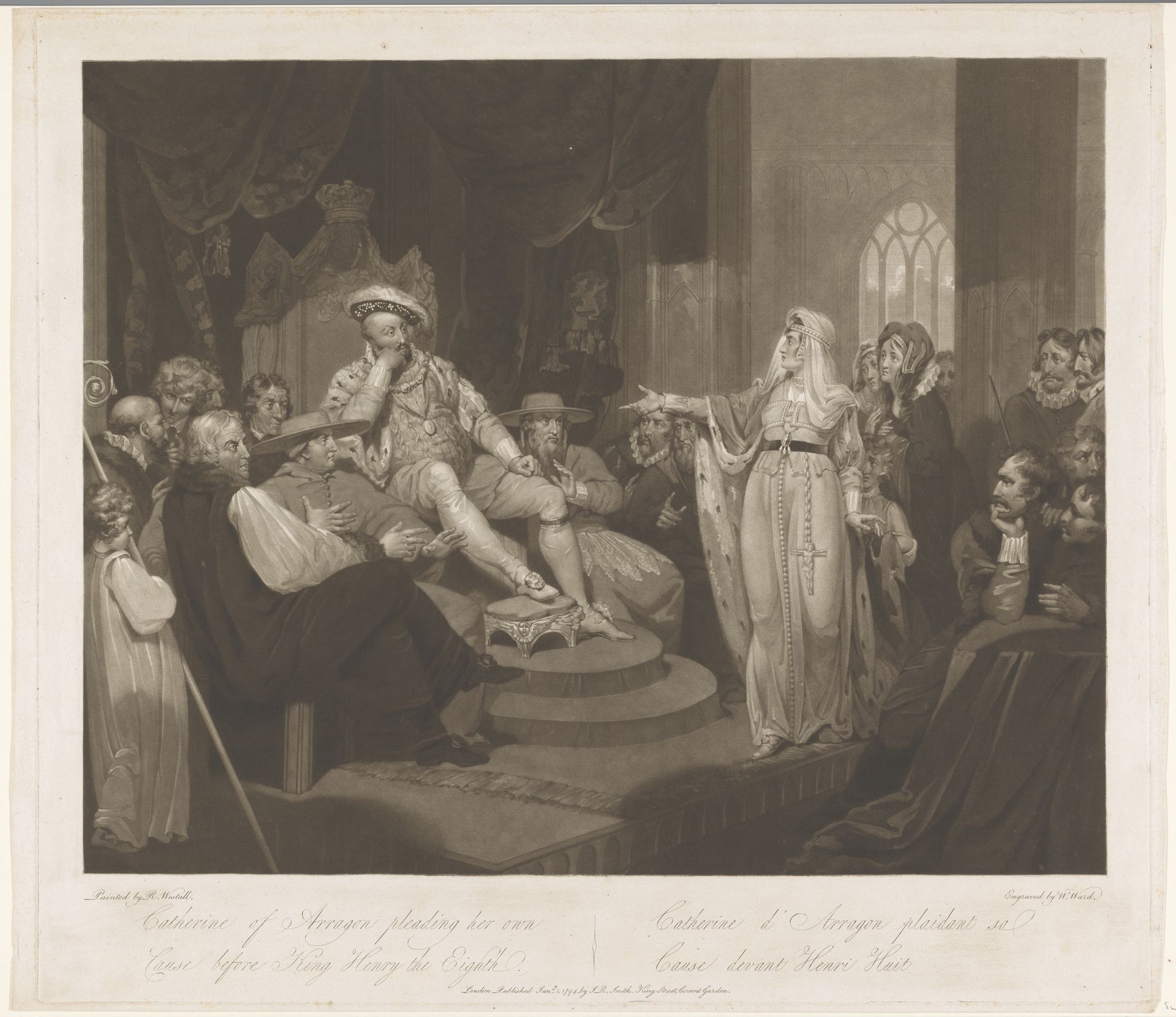 Catharina van Aragon pleitend voor Hendrik VIII, koning van Engeland by William Ward