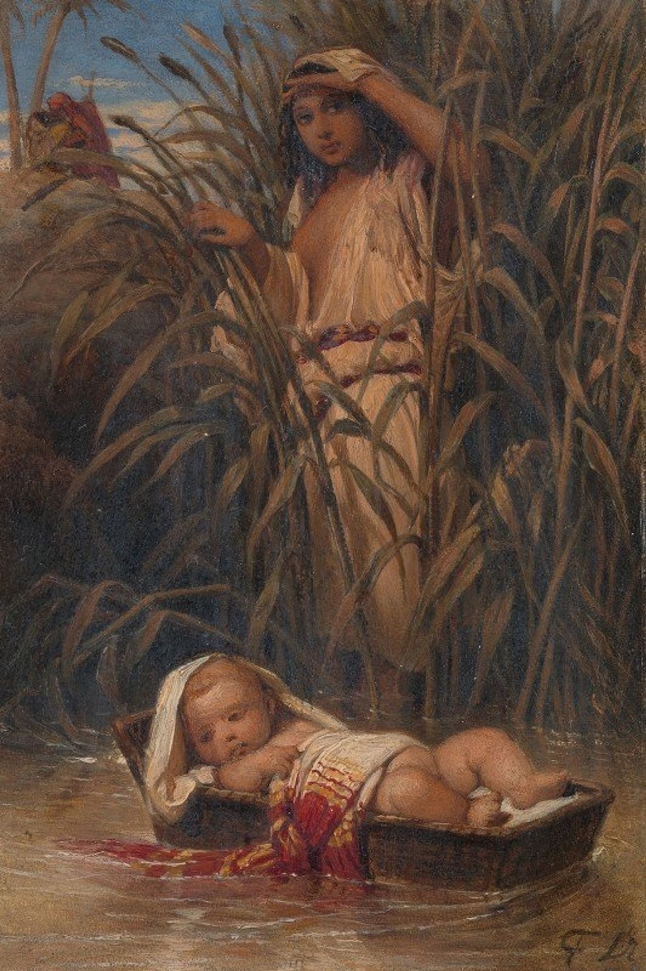 Mozes in het biezenkistje by Paul Delaroche