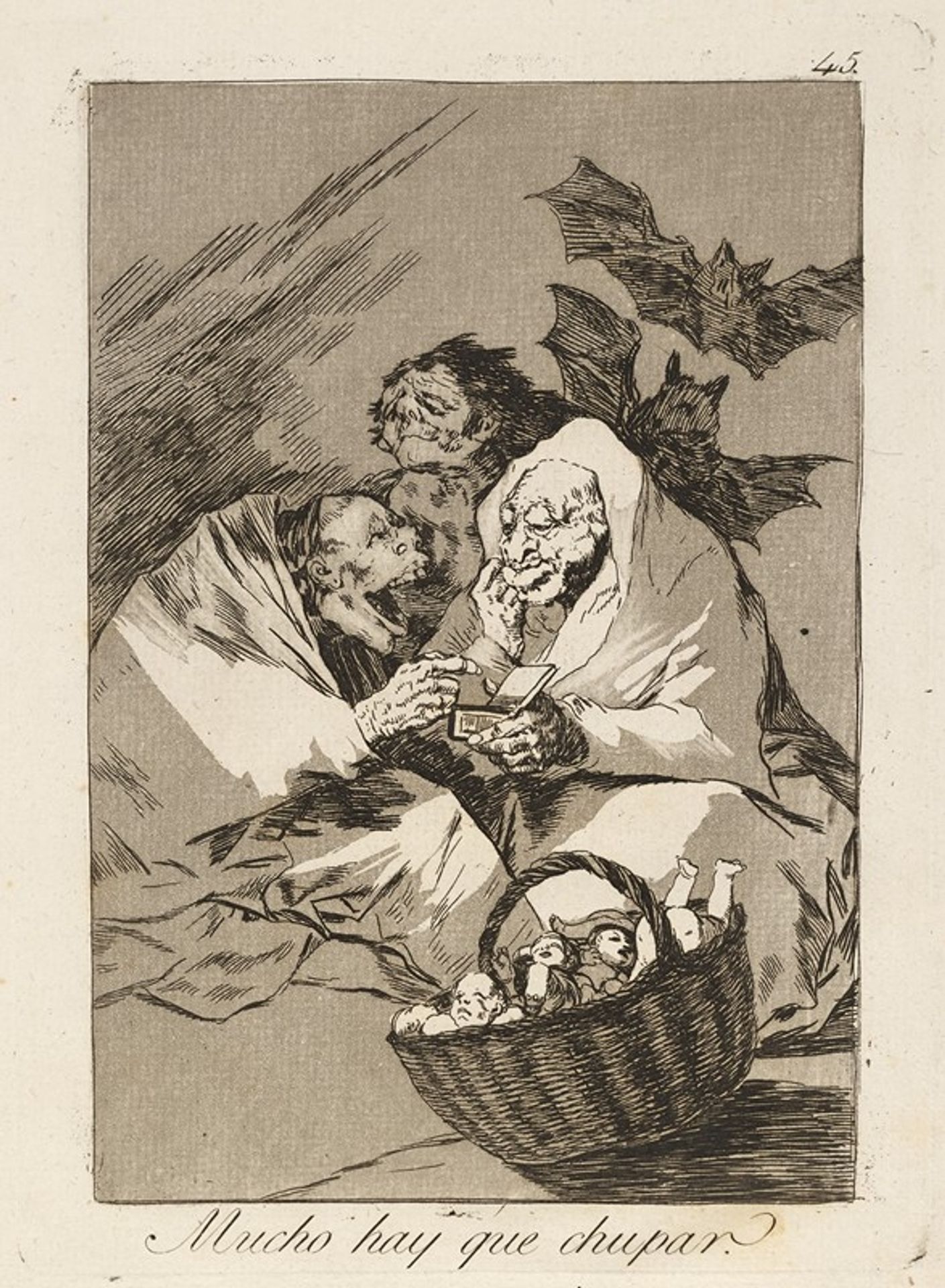 Mucho hay que chupar. by Francisco de Goya
