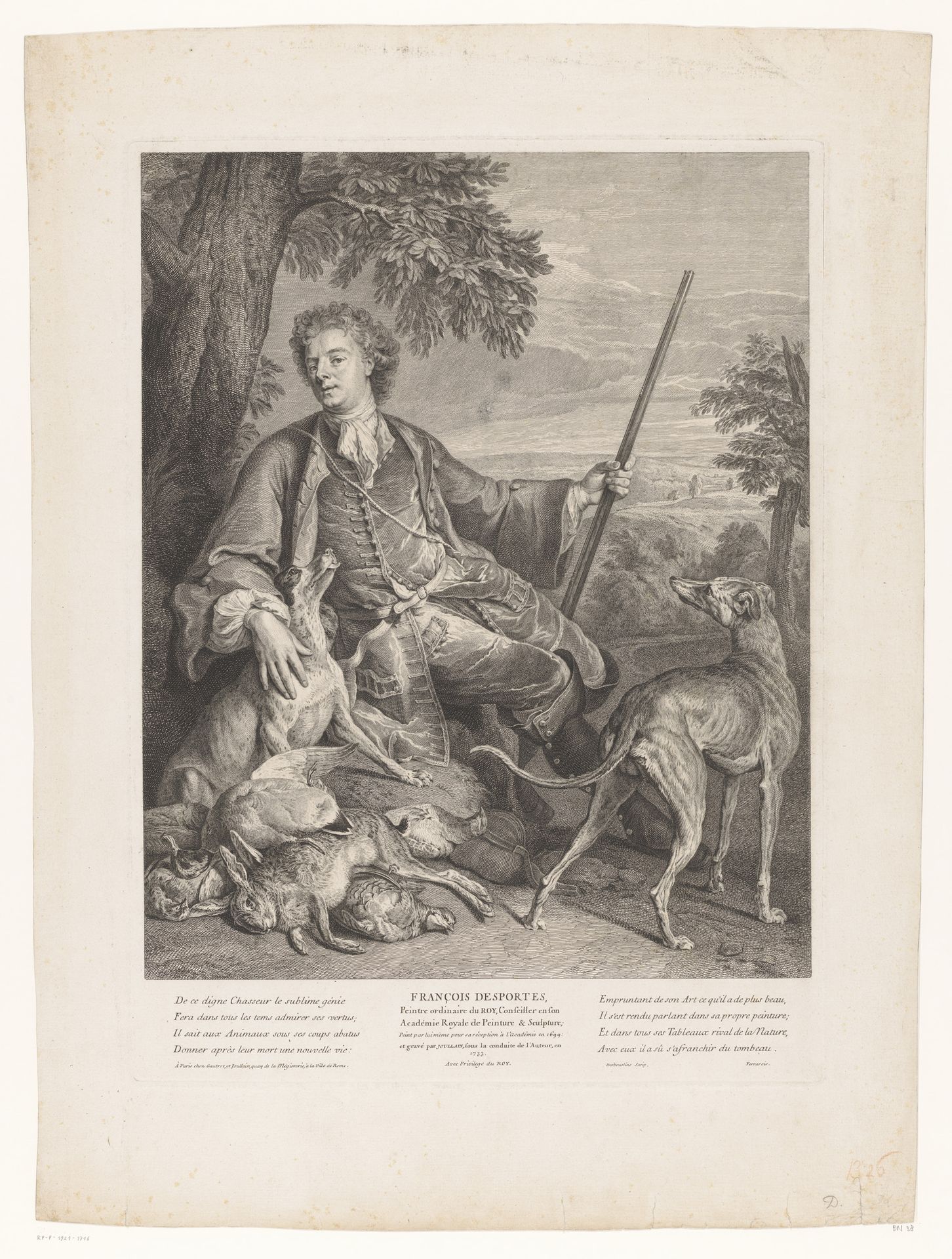 Portret van Alexandre-François Desportes na de jacht by François Joullain