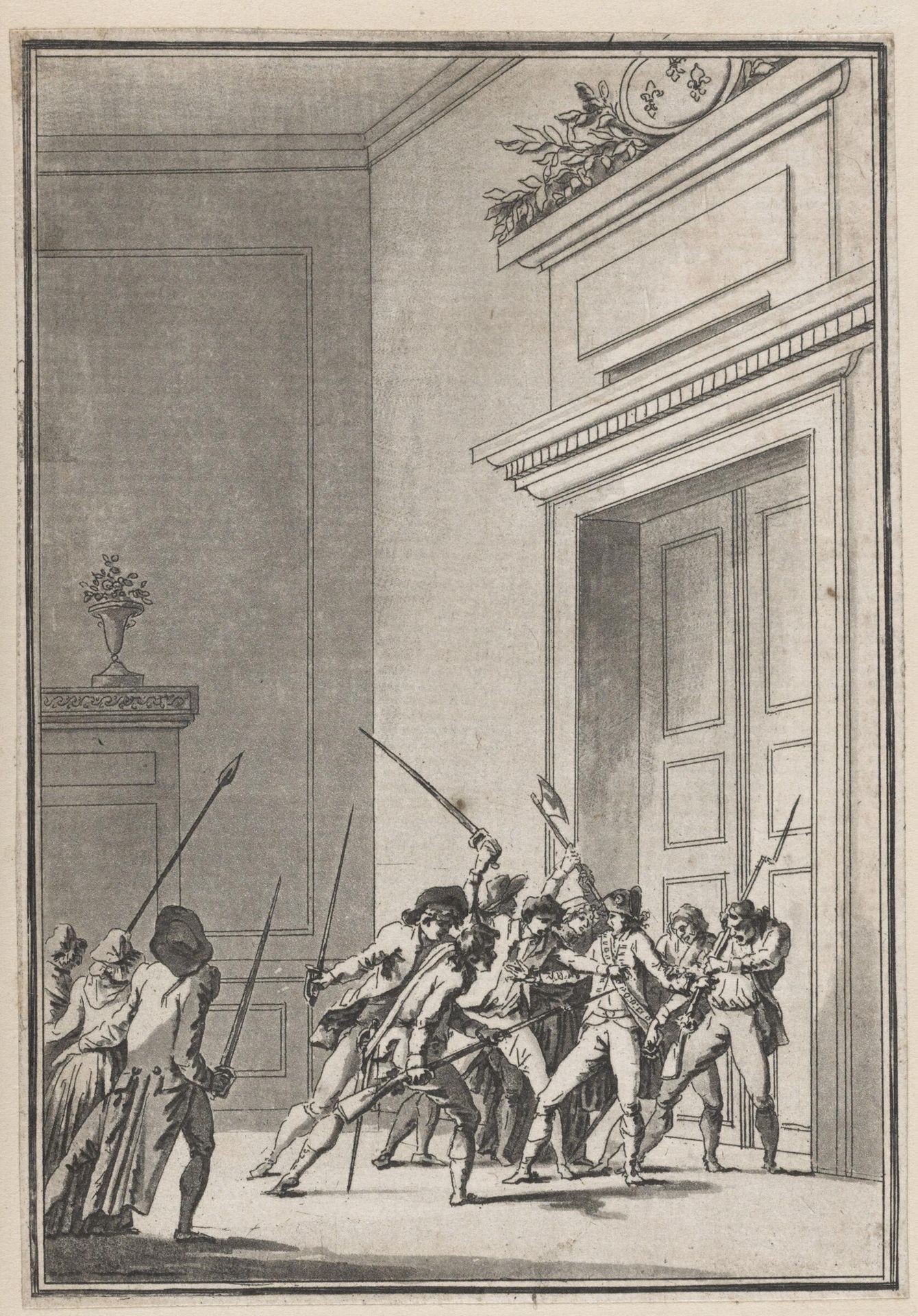 Massacre of a Bodyguard at the Door of the Queen's Apartment (6 October 1789) by Jean François Janinet