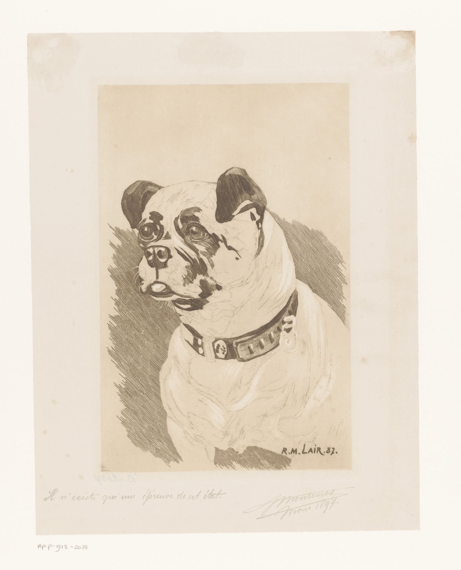 Hond met halsband by Georges Montenez