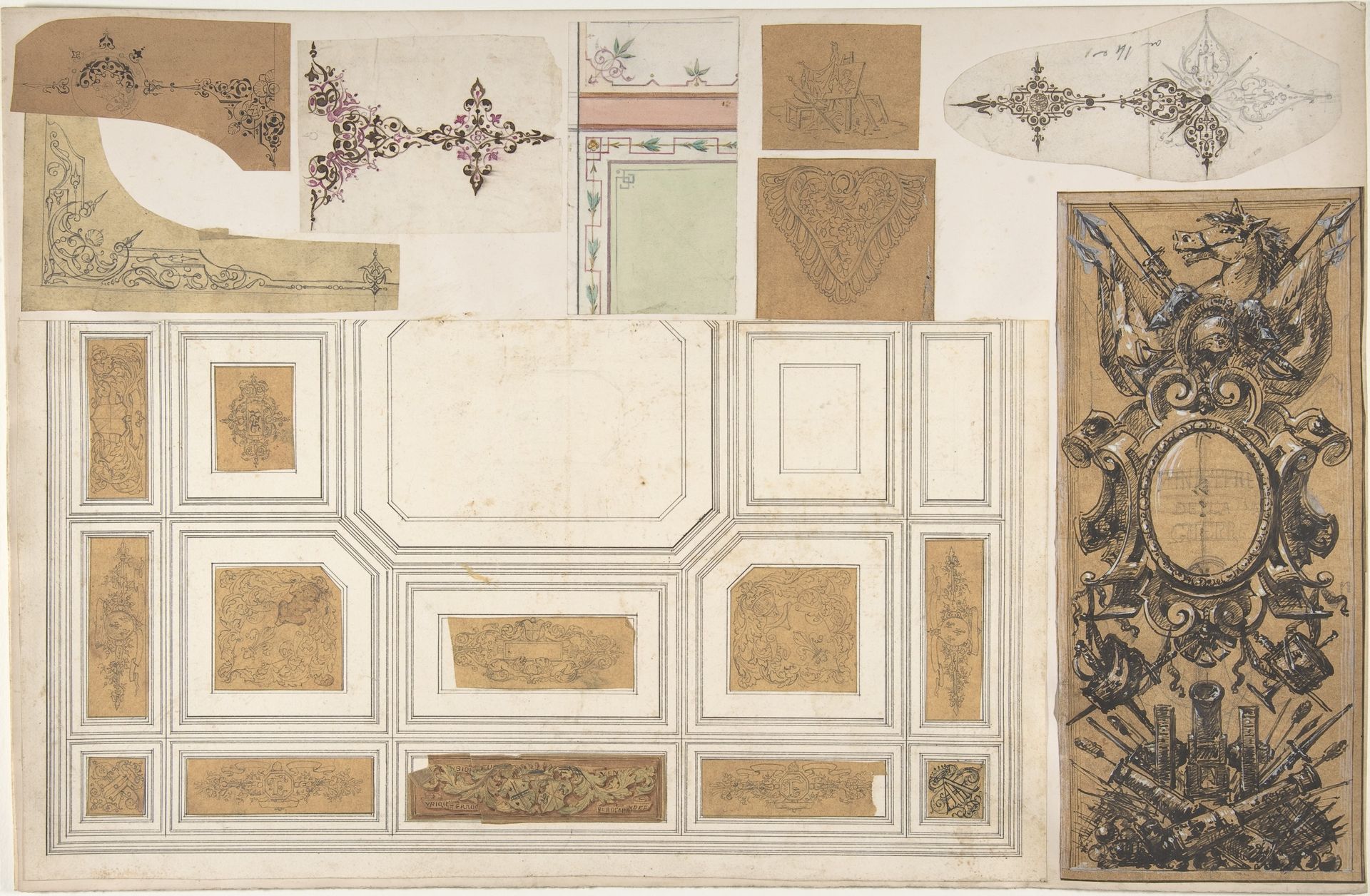 Nine Miscellaneous Designs for the de la Rochejaqulein Family by Jules-Edmond-Charles Lachaise
