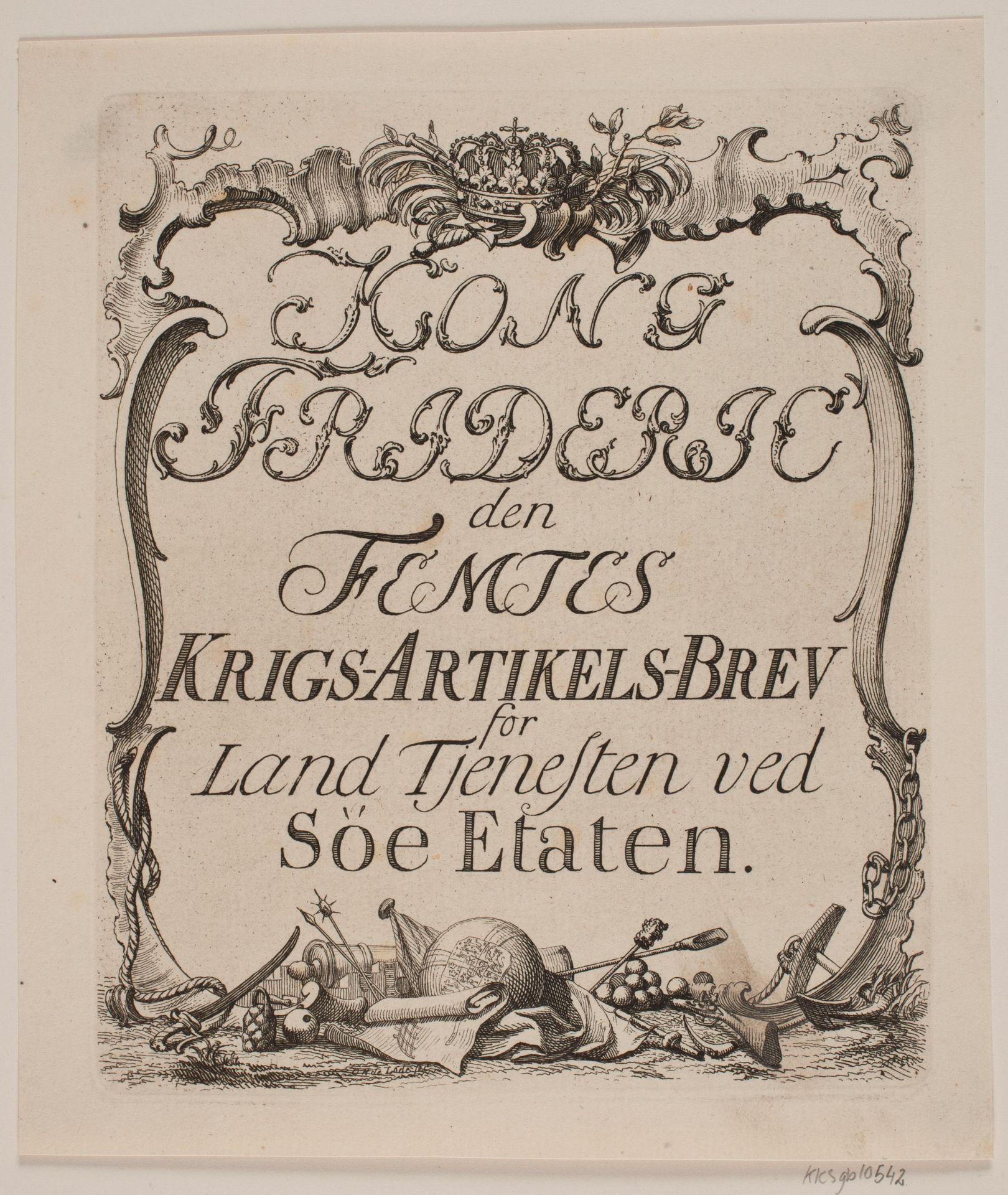 Vignet til Frederik V's Søkrigsartikelsbrev by Odvardt Helmoldt de Lode