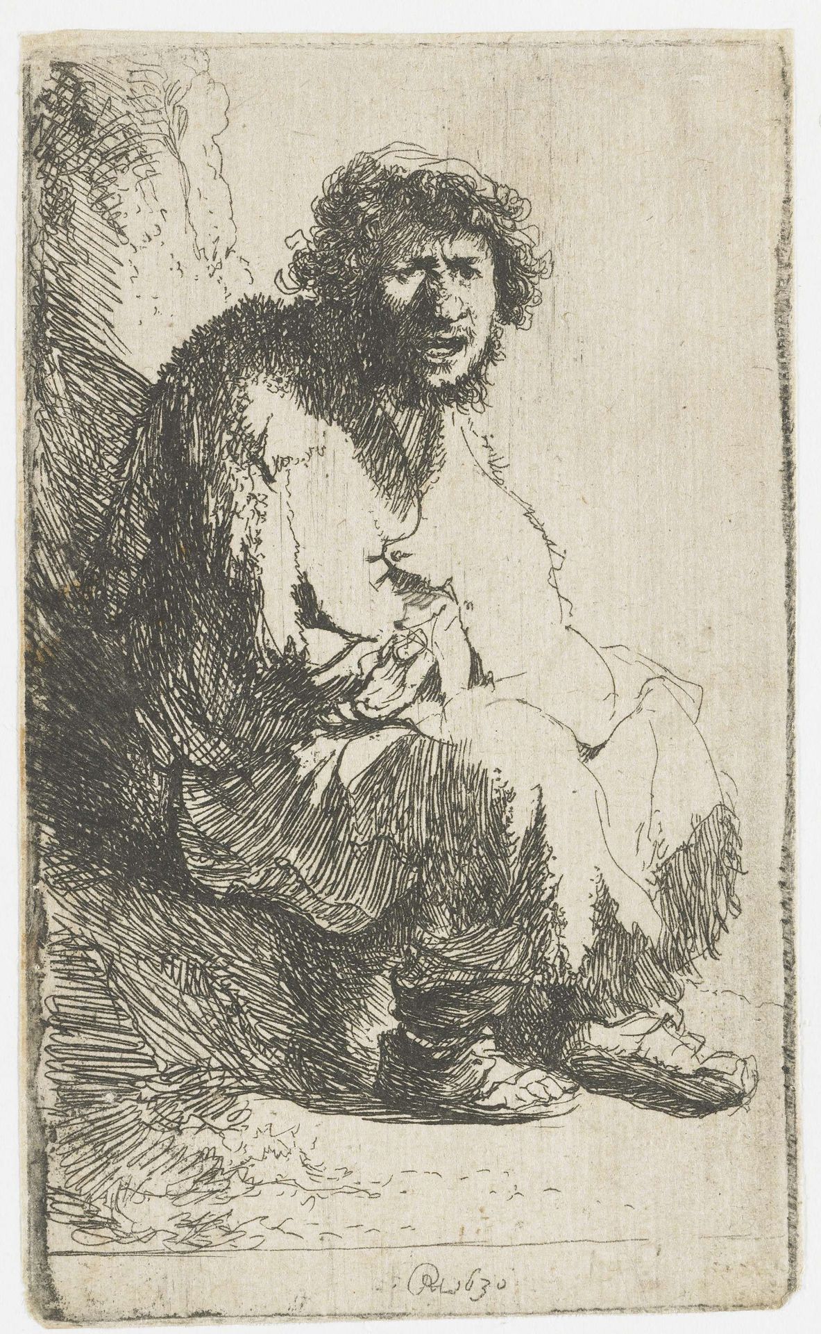 Beggar Seated on a Bank by Rembrandt van Rijn