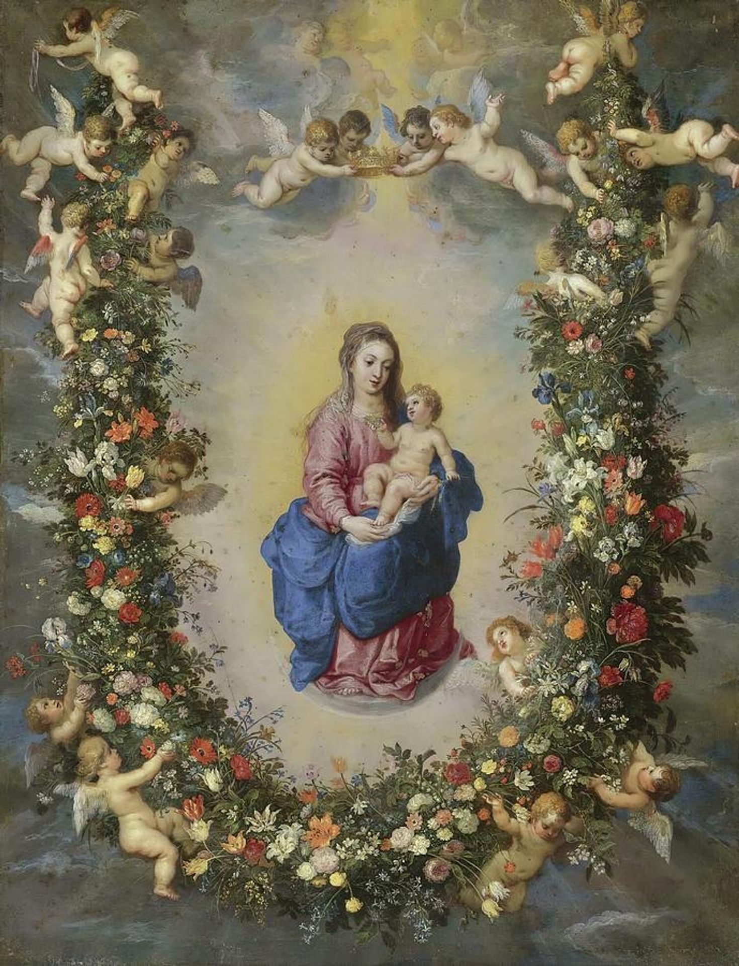 The Virgin and Child Encircled by a Garland of Flowers Held by Jan Brueghel the Elder