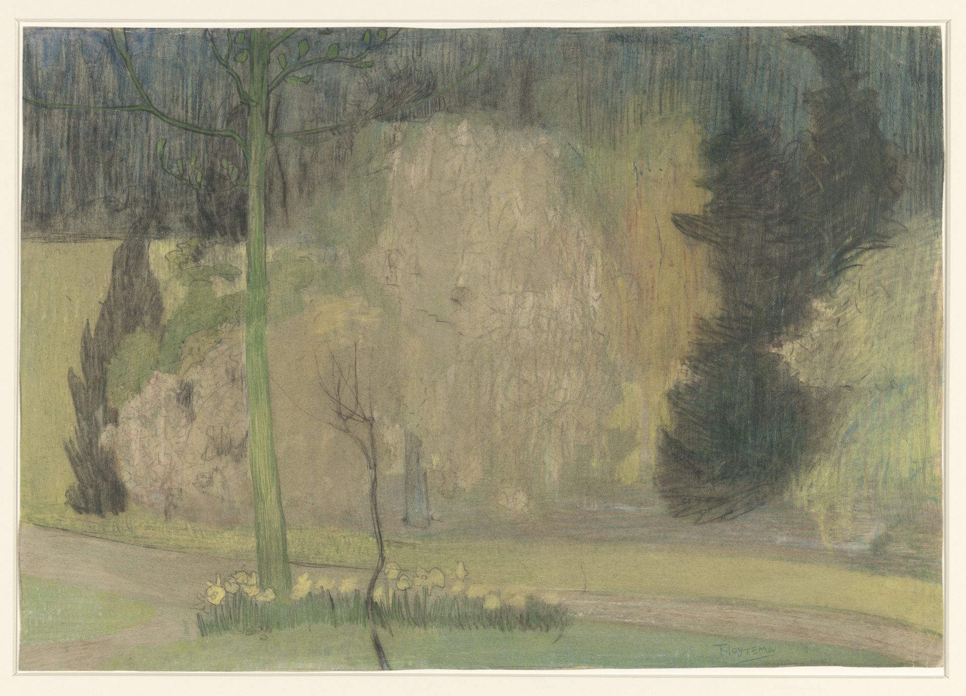 Gezicht in een tuin of park by Theo van Hoytema