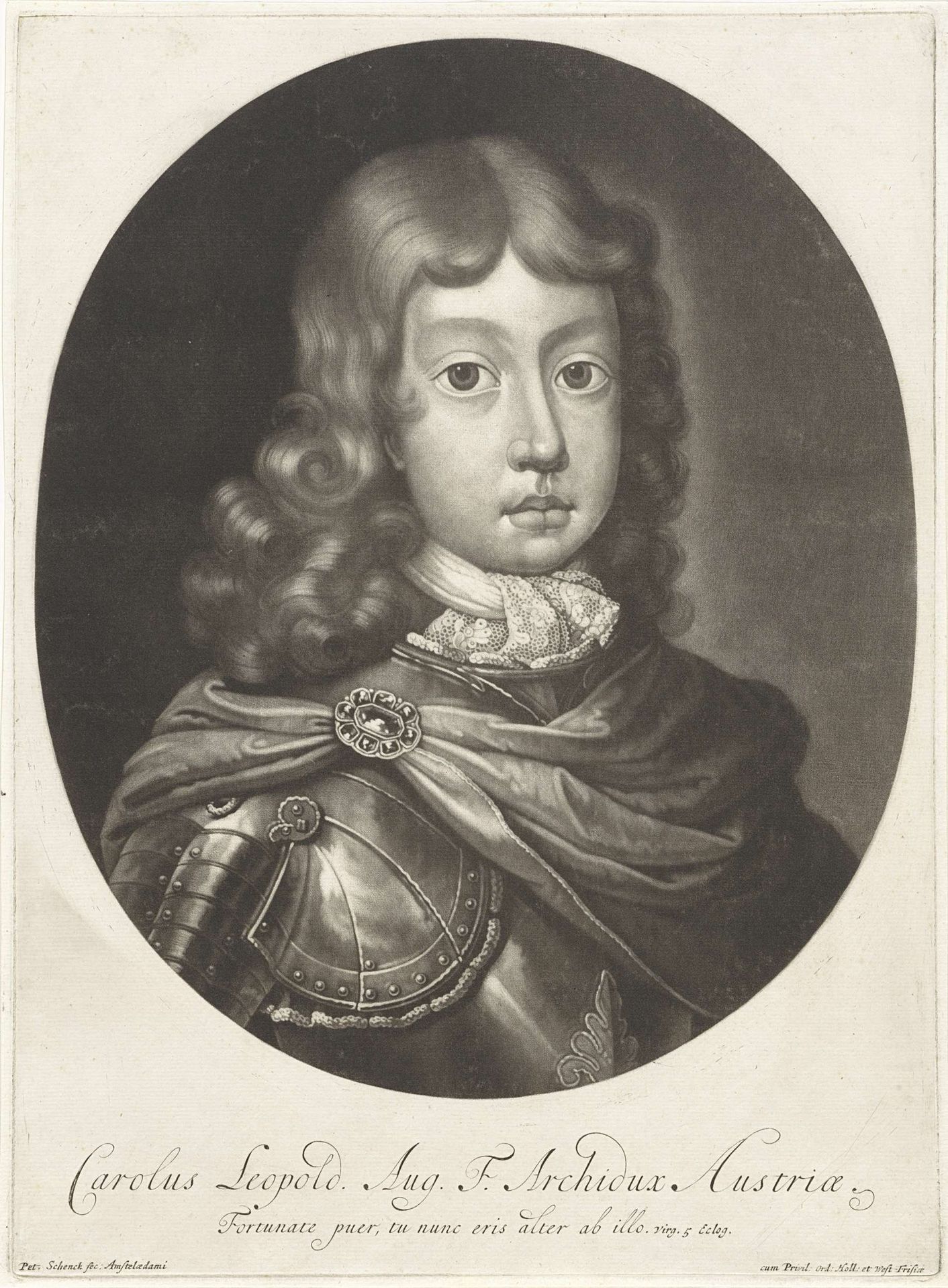 Portret van een jongen, mogelijk Karel Leopold van Oostenrijk by Pieter Schenk