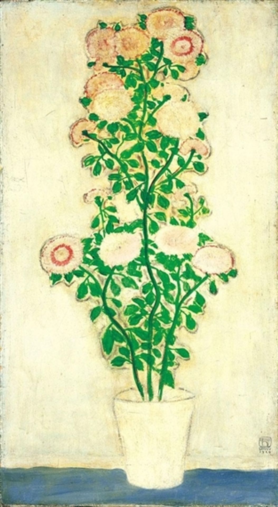 Chrysanthemums with Green Leaves by Sanyu