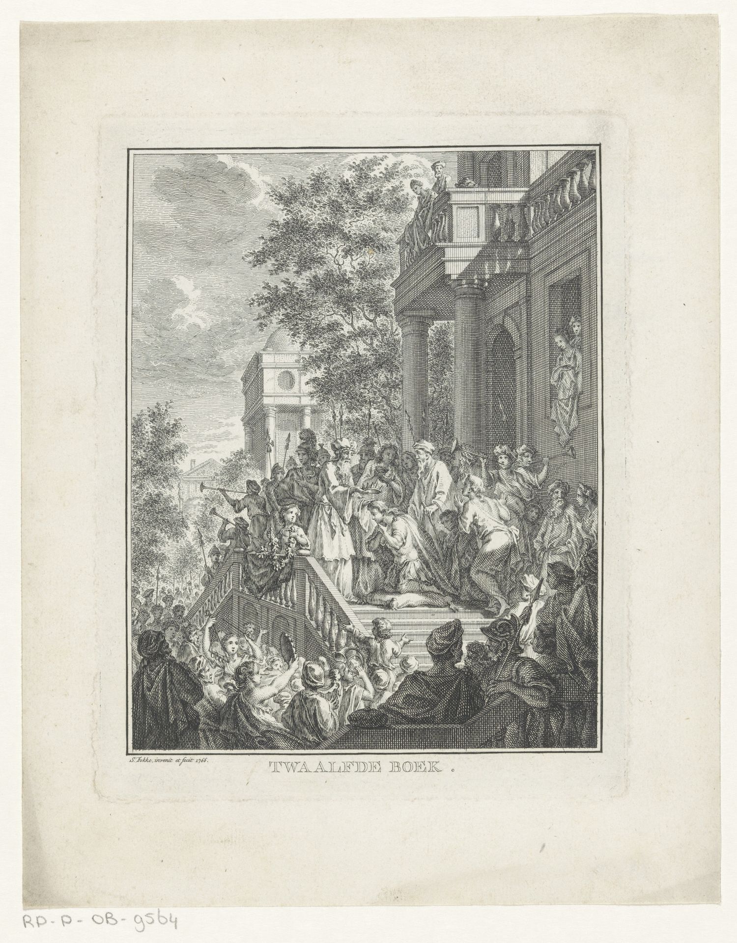 David in Hebron tot koning gekroond by Simon Fokke