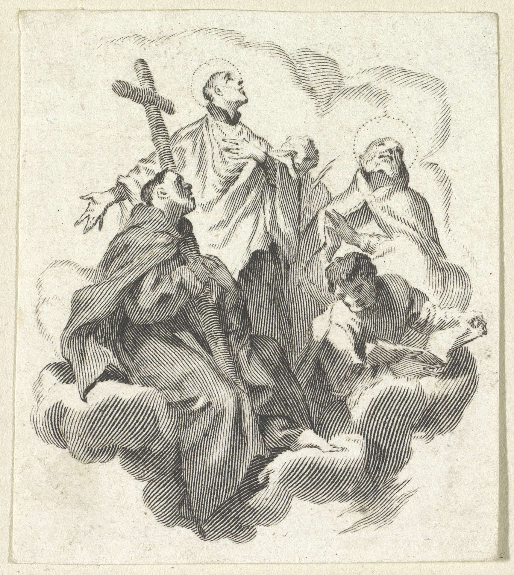 Groep heiligen op wolken by Giovanni Cattini