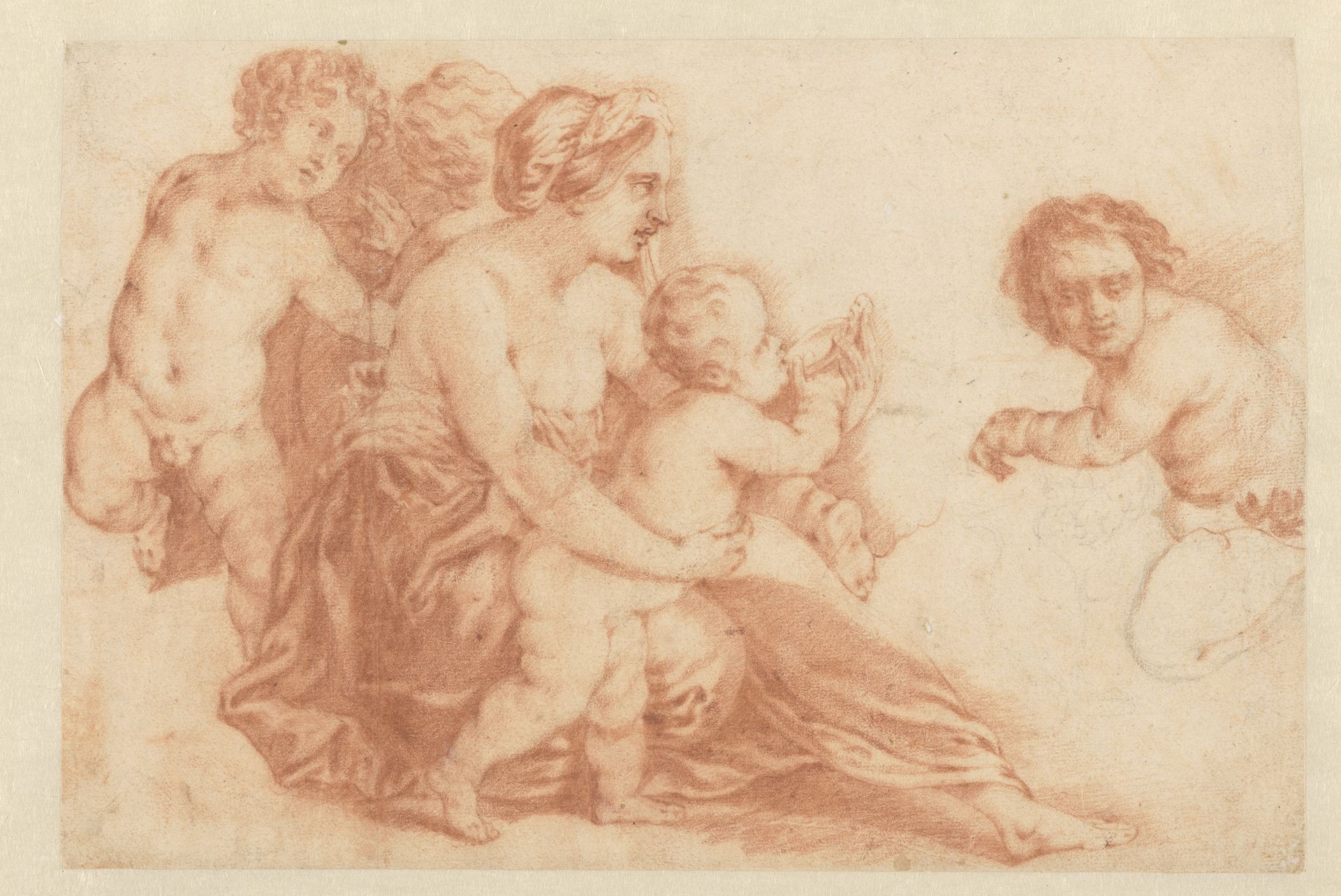 Vrouw met verschillende kinderen by Godfried Schalcken