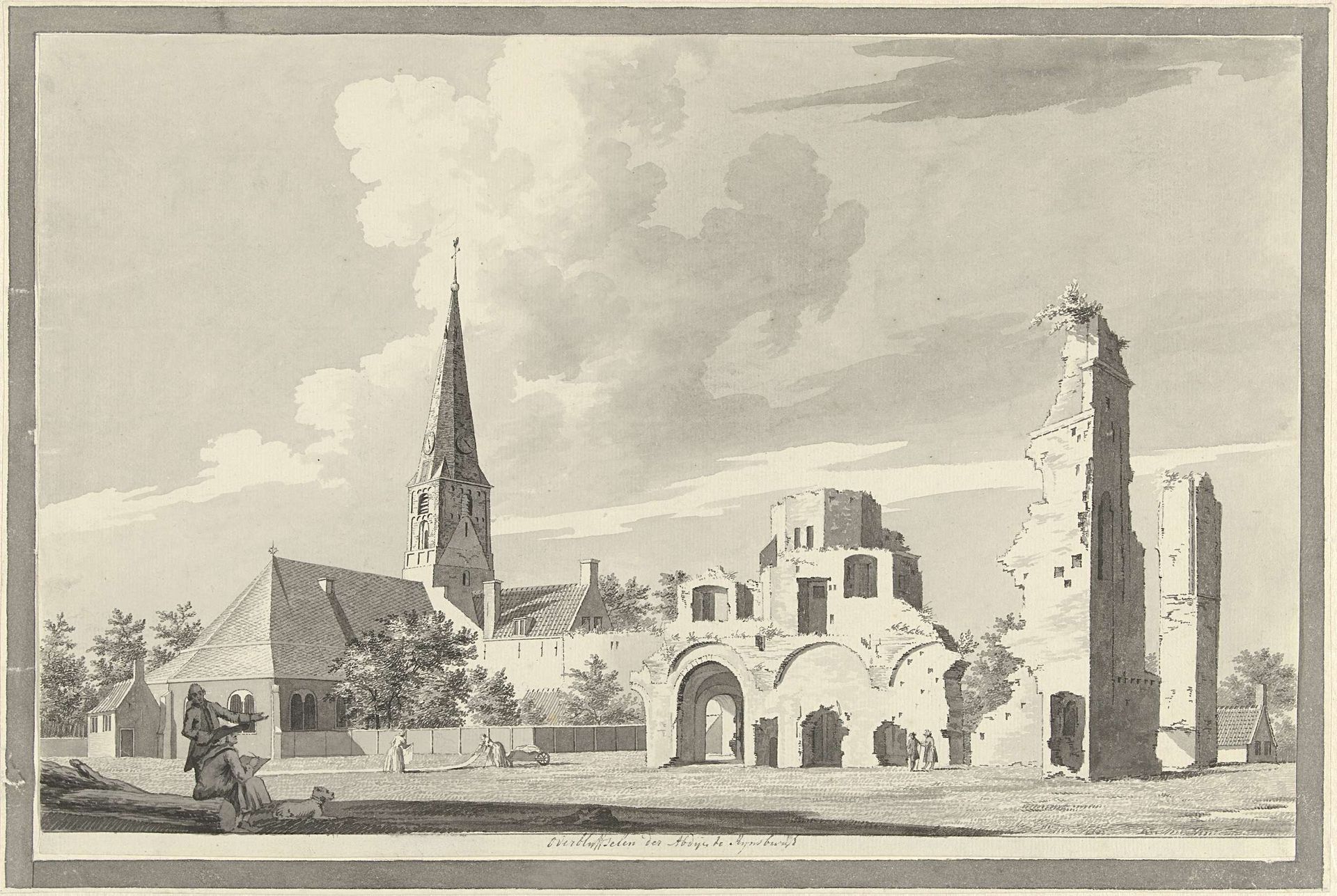 De ruïne van de abdij van Rijnsburg by Gerrit Toorenburgh