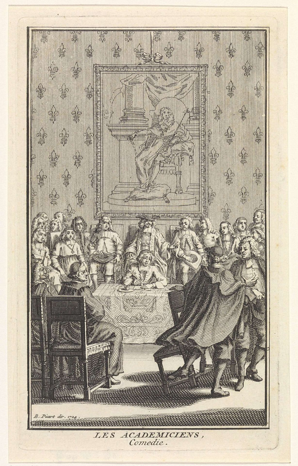 Heren rond een tafel by Bernard Picart
