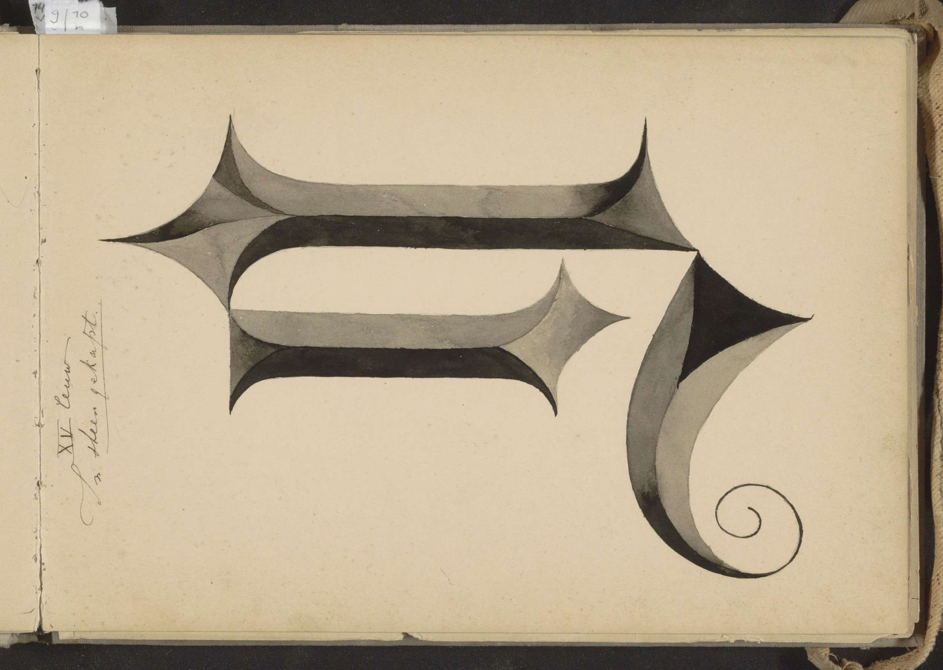 Vijftiende-eeuwse letter N, naar een uit steen gekapt voorbeeld by Johanna van de Kamer
