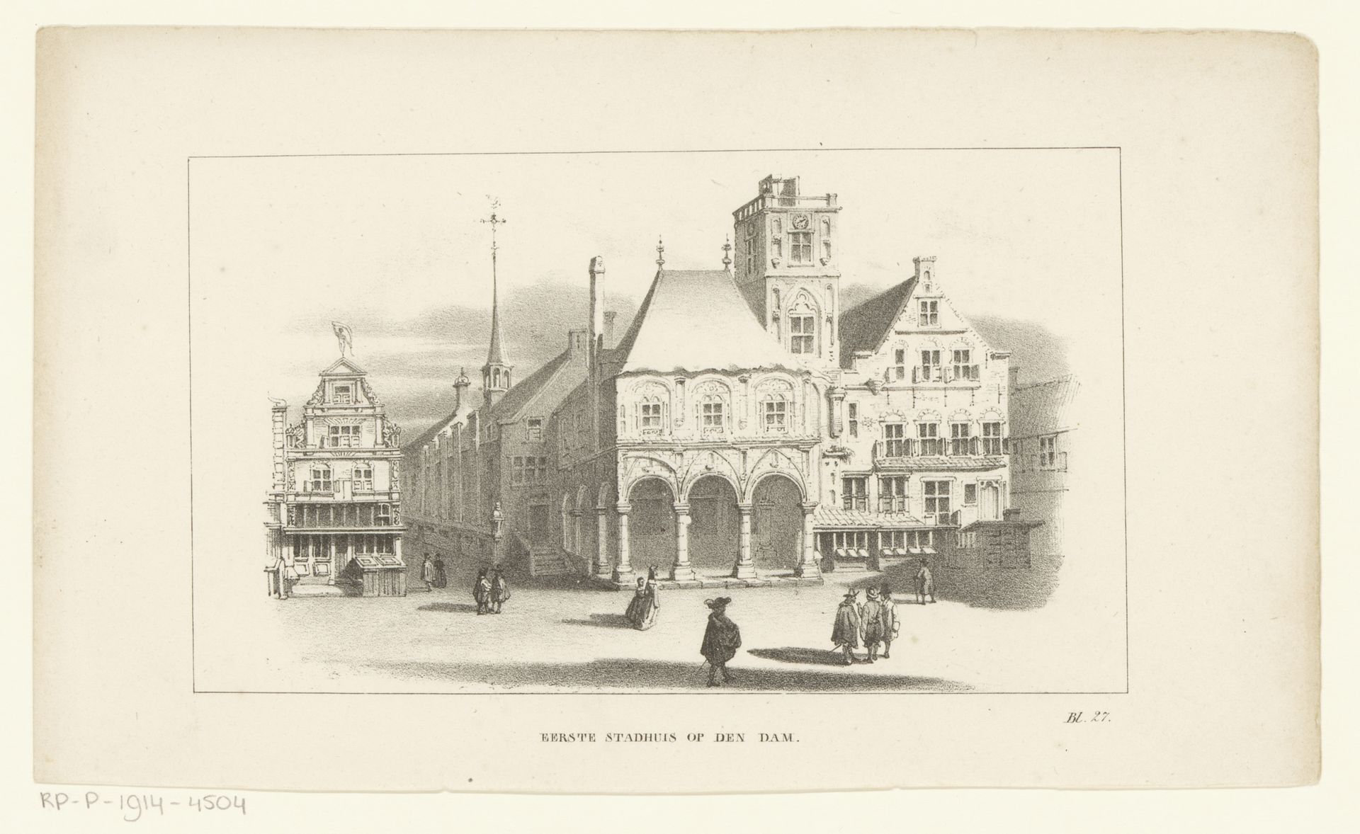Oude stadhuis op de Dam by Johannes Hilverdink