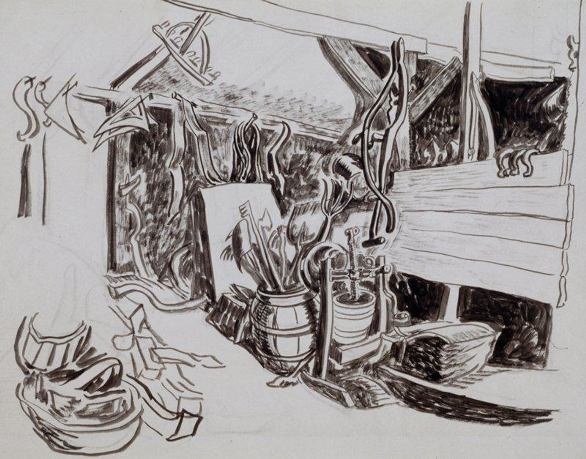 Barn Interior by Wanda Gág