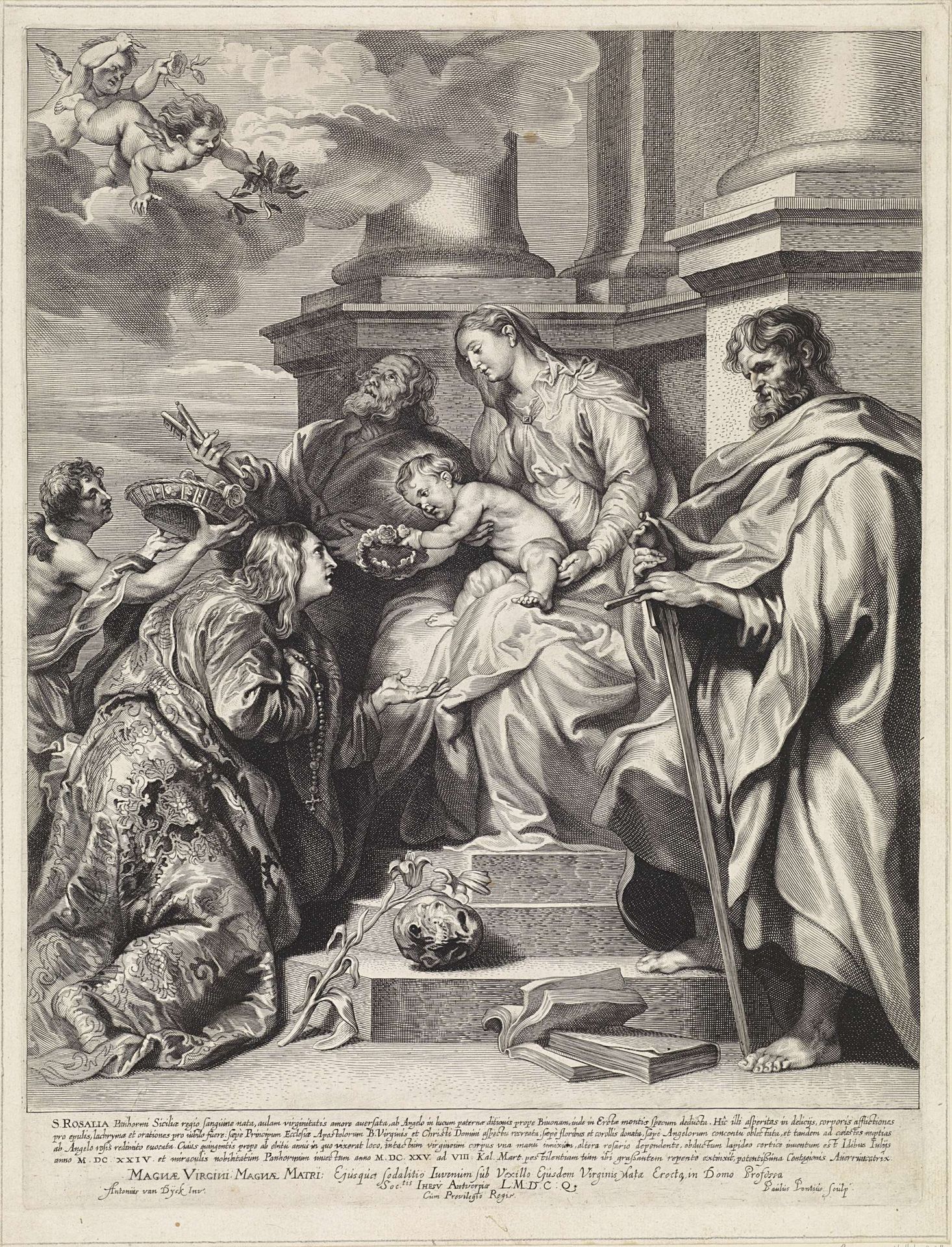 Kroning van de H. Rosalia by Paulus Pontius