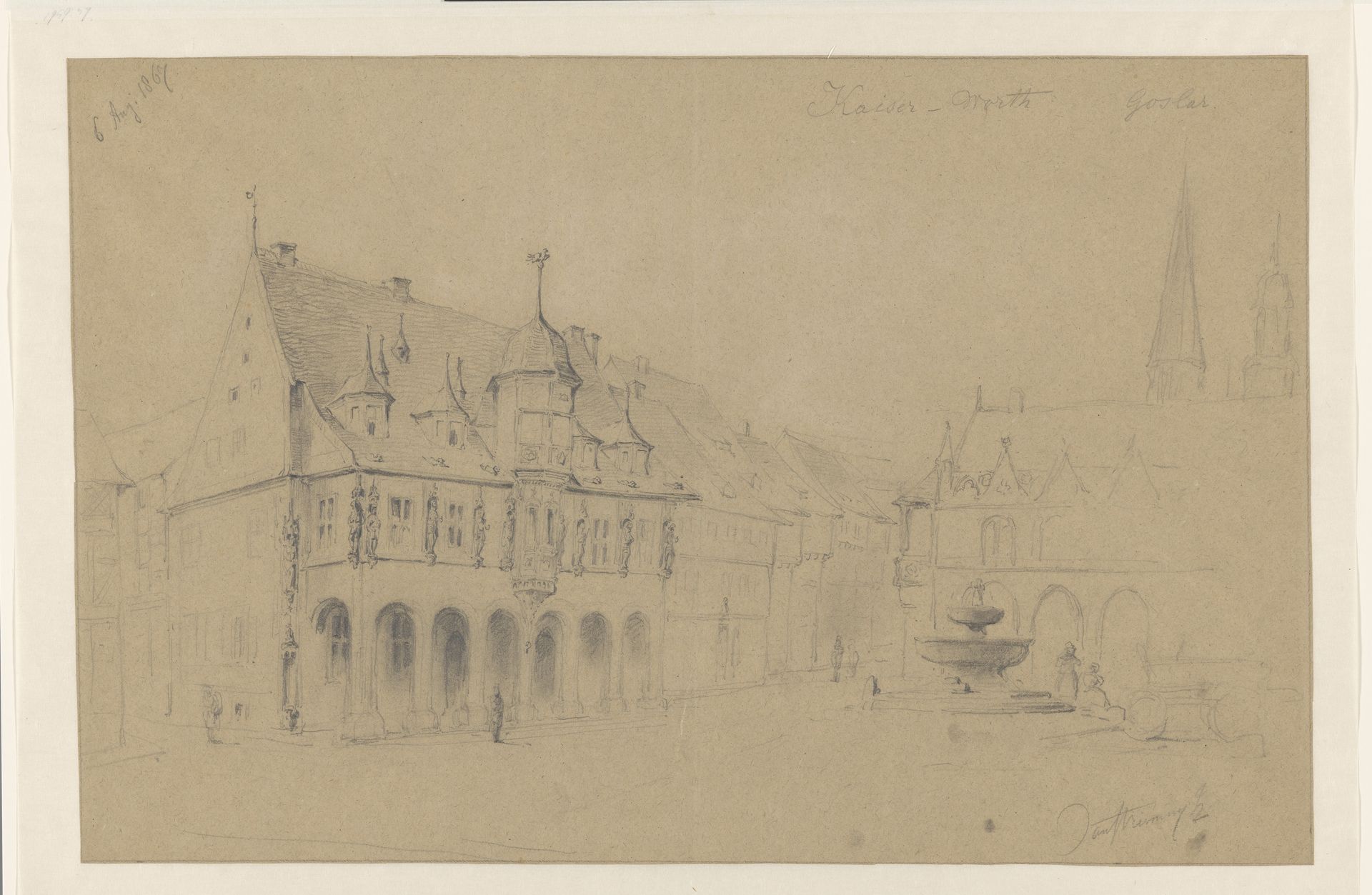 Stadsplein met de Kaiser Warth te Goslar by Jan Striening