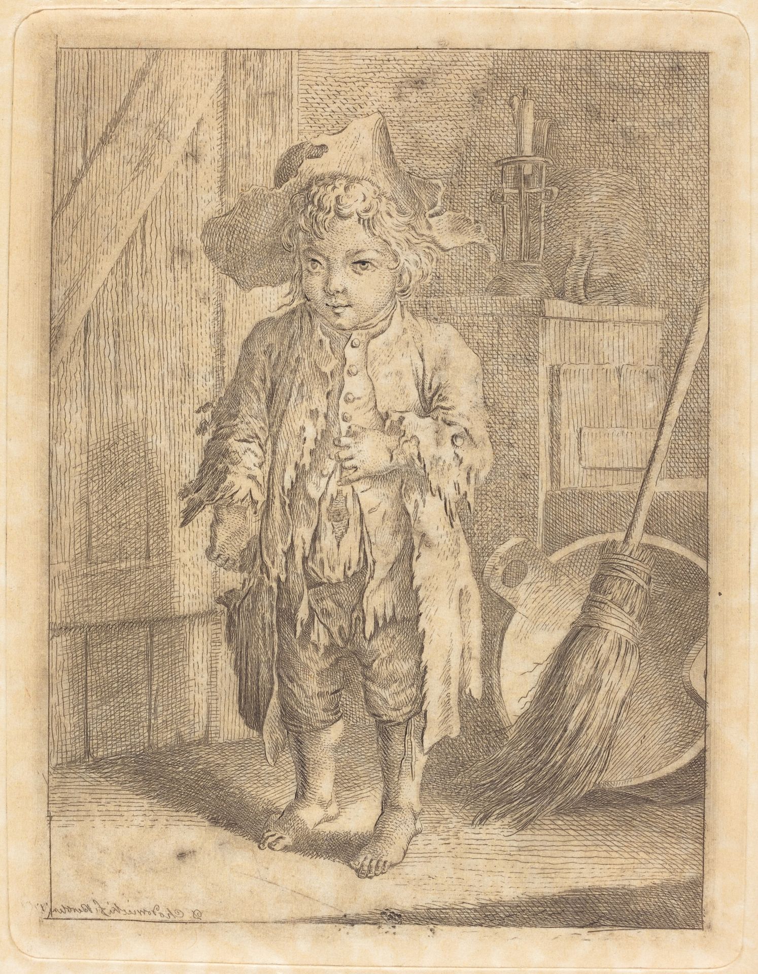 Poor Boy Showing His Navel by Daniel Nikolaus Chodowiecki