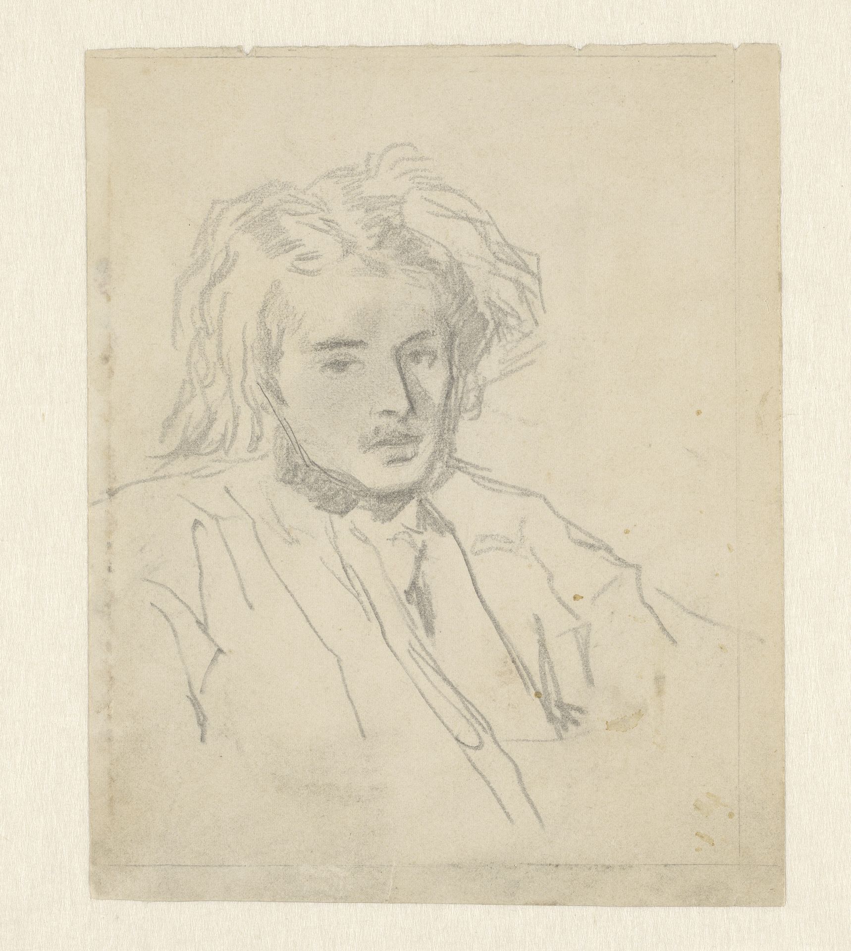 Portretstudie van een jonge man met wilde haardos by Matthijs Maris