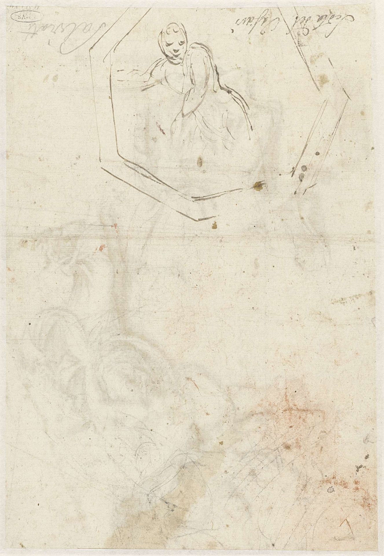 Figuur in zevenkantige lijst by Giulio Romano
