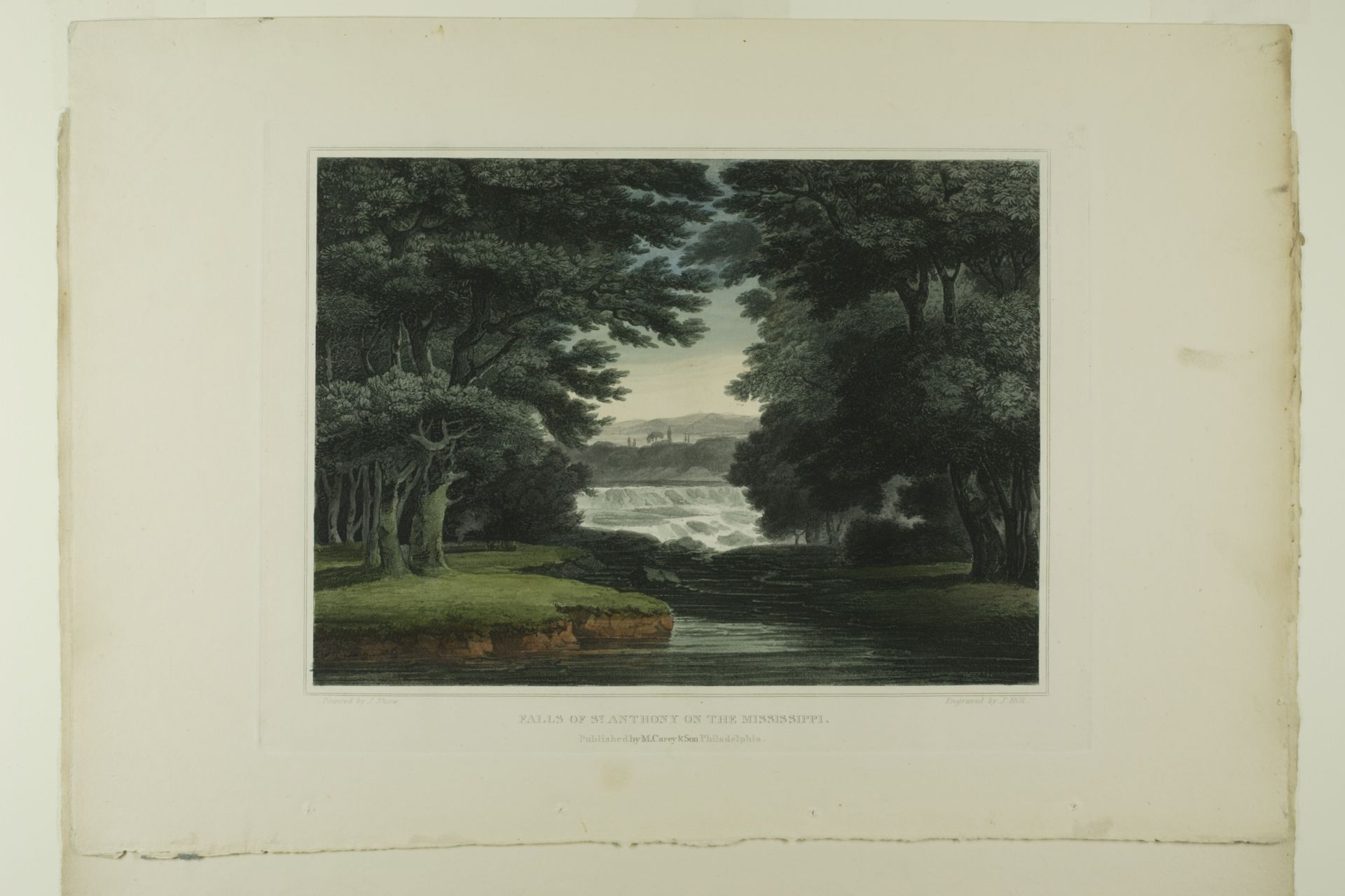 Falls of St. Anthony on the Mississippi, plate seven of the first number of Picturesque Views of American Scenery by John Hill