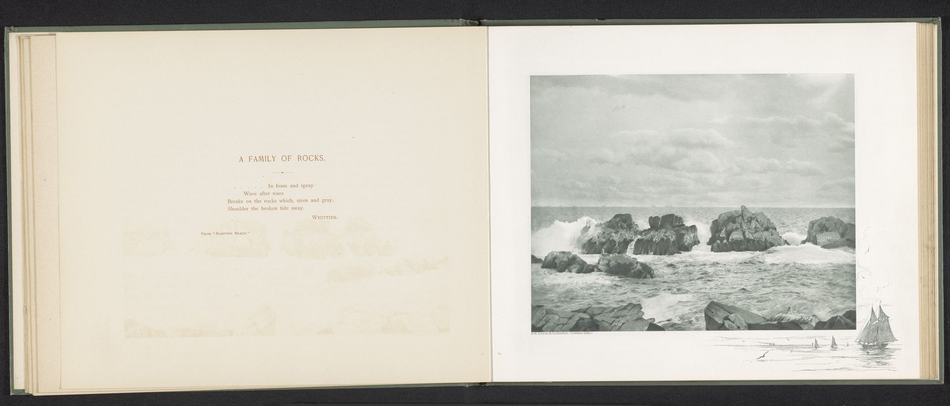 Gezicht op rotsen in de zee in New England by Anonymous