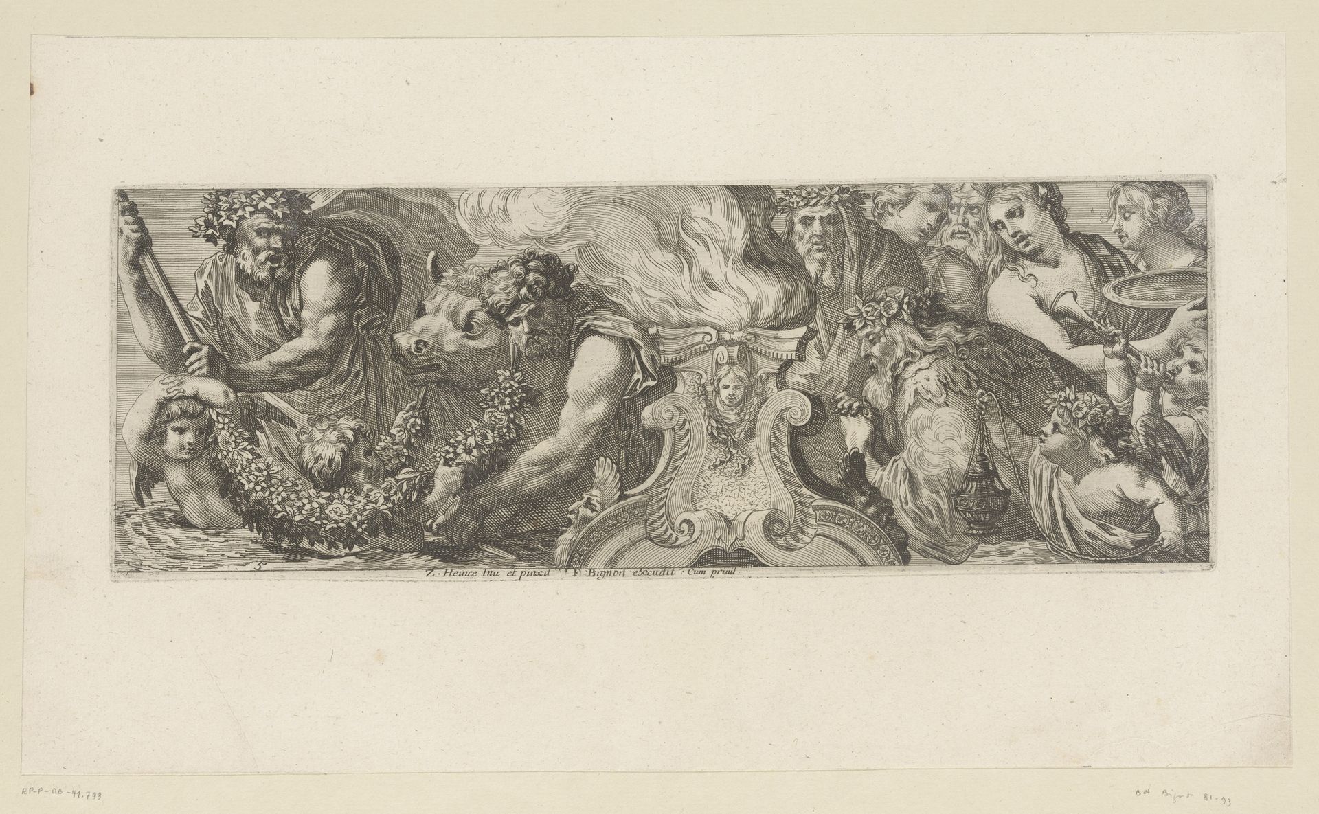 Mythologische voorstelling met goden in verering rond een altaar in het water by François Bignon