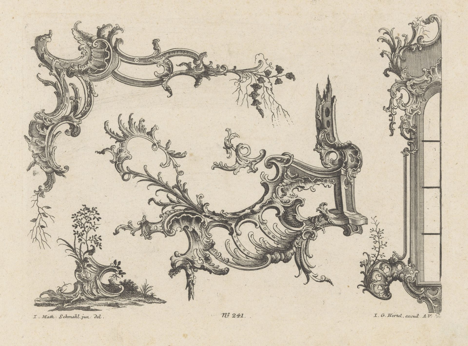 Rocaille ornamenten en raamlijst by Anonymous