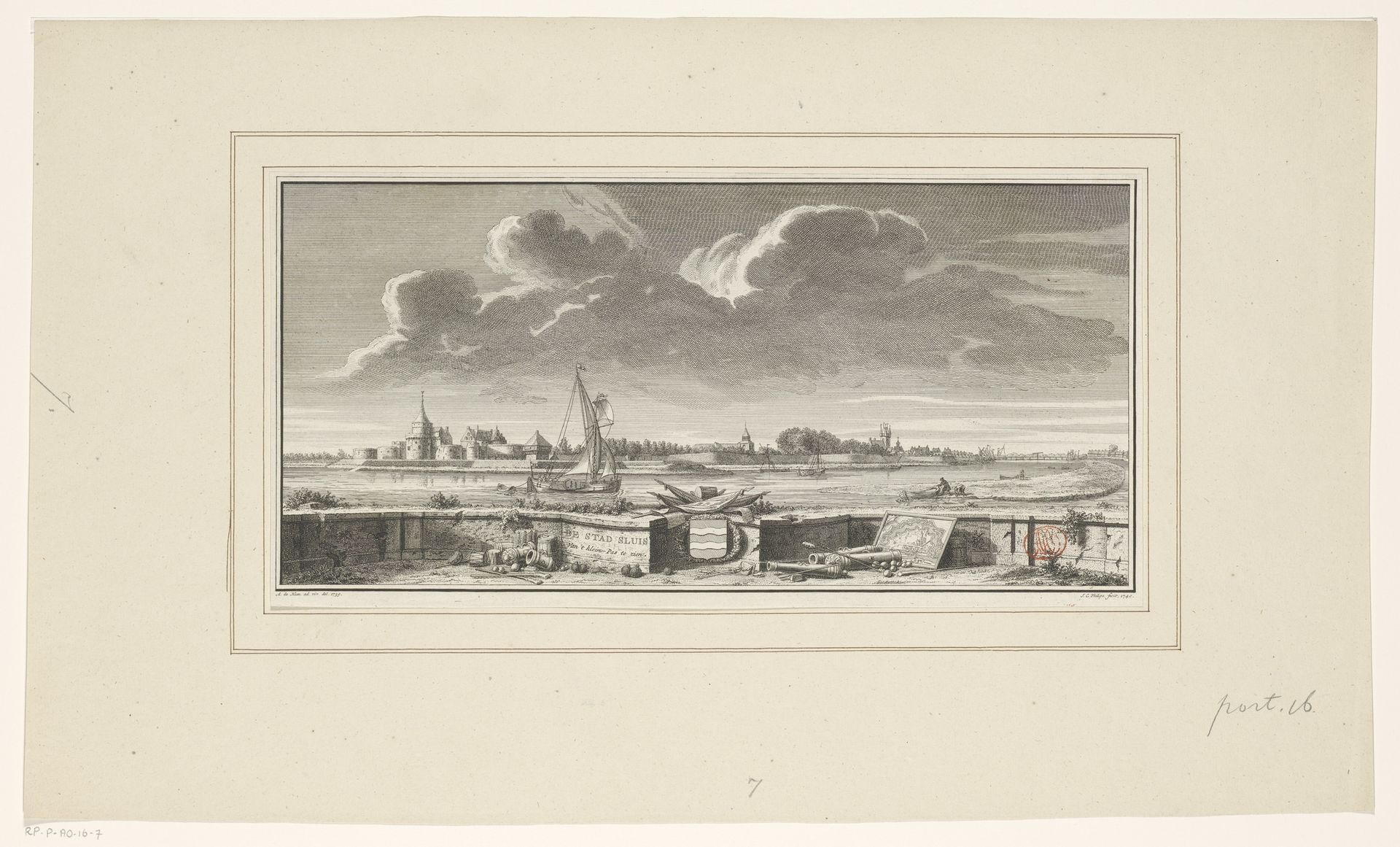 Gezicht op Sluis vanaf de kleine Pas by Jan Caspar Philips