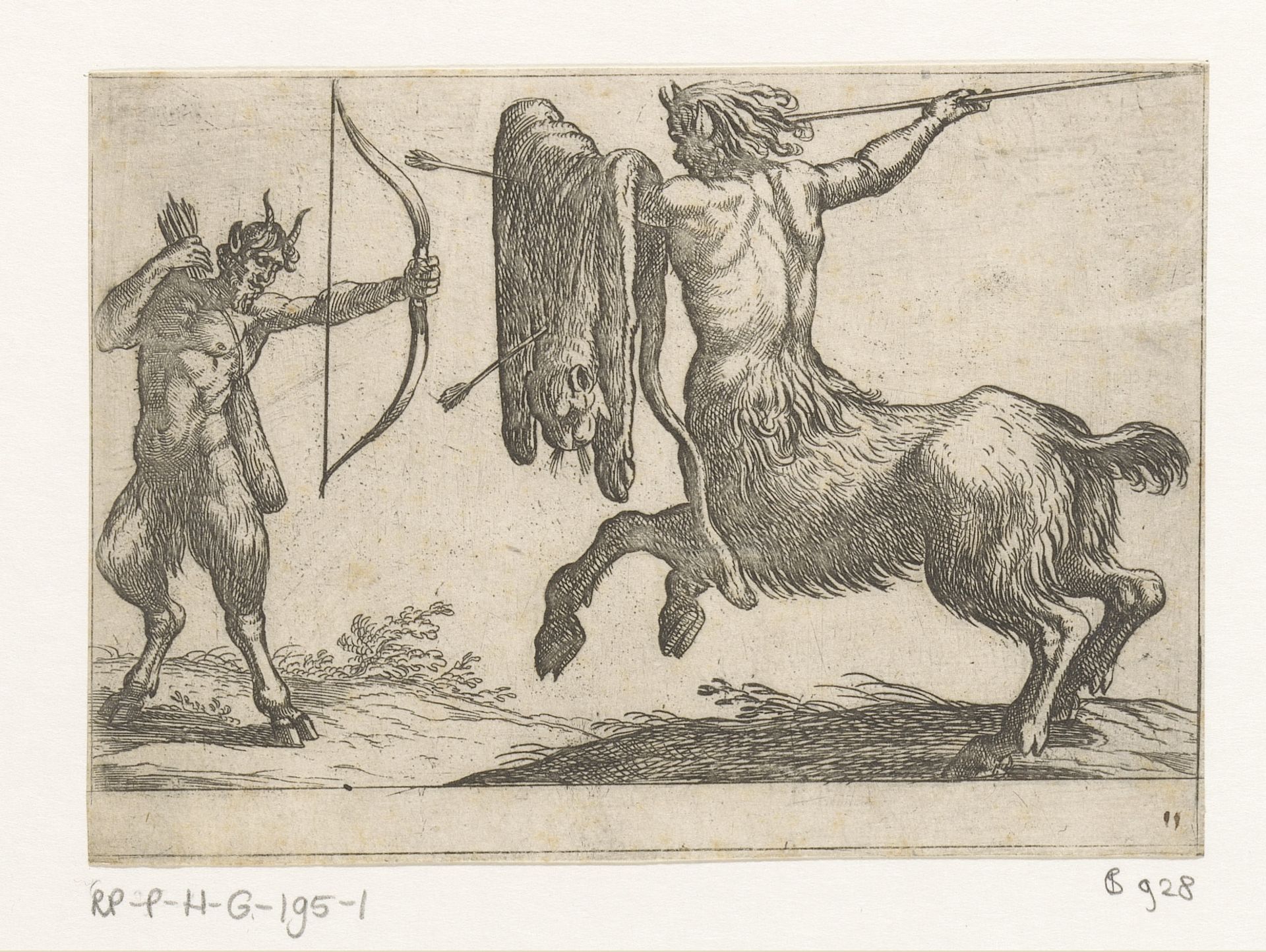 Een centaur een sater aanvallend by Antonio Tempesta