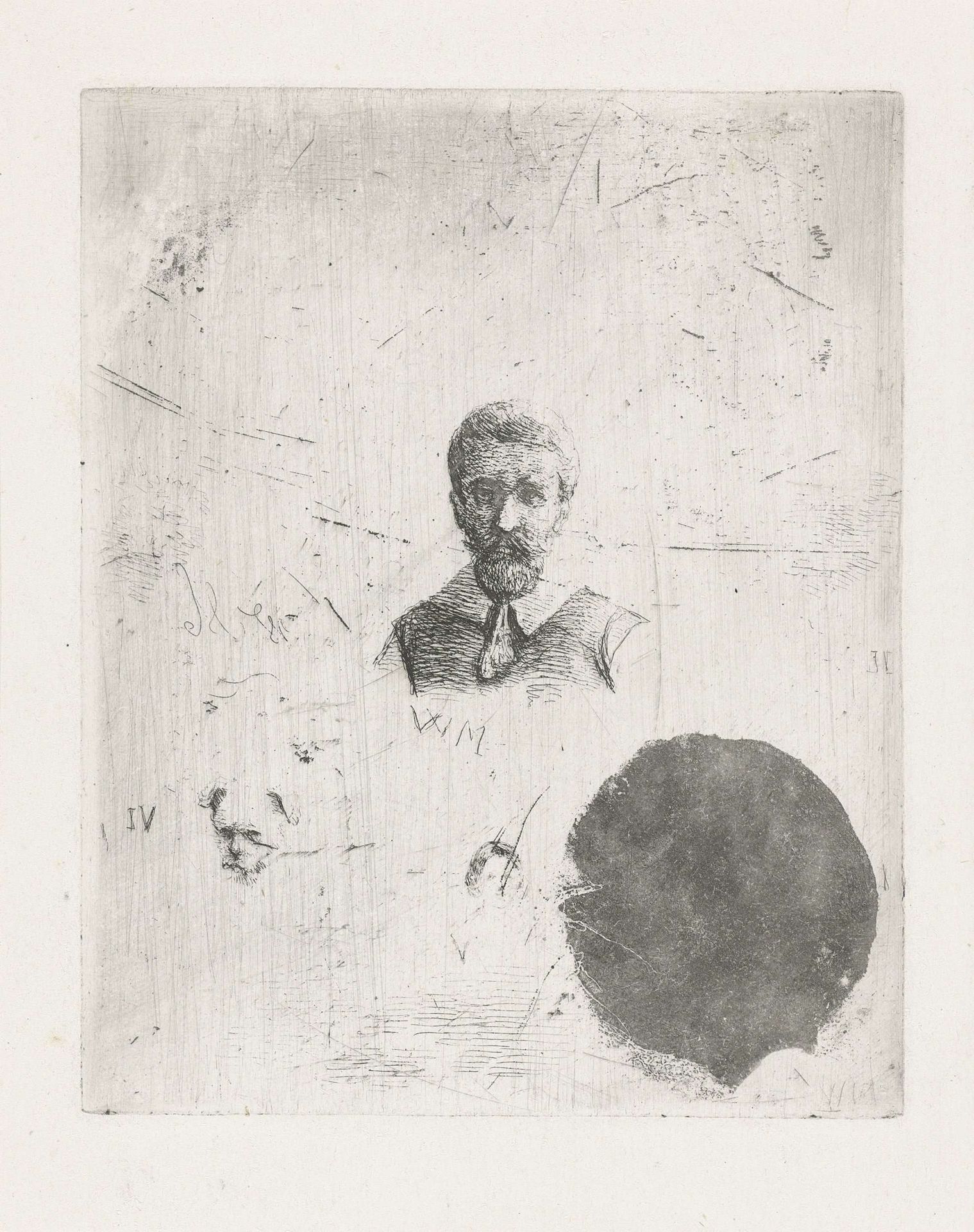 Studieblad met de buste van een man by Christiaan Wilhelmus Moorrees