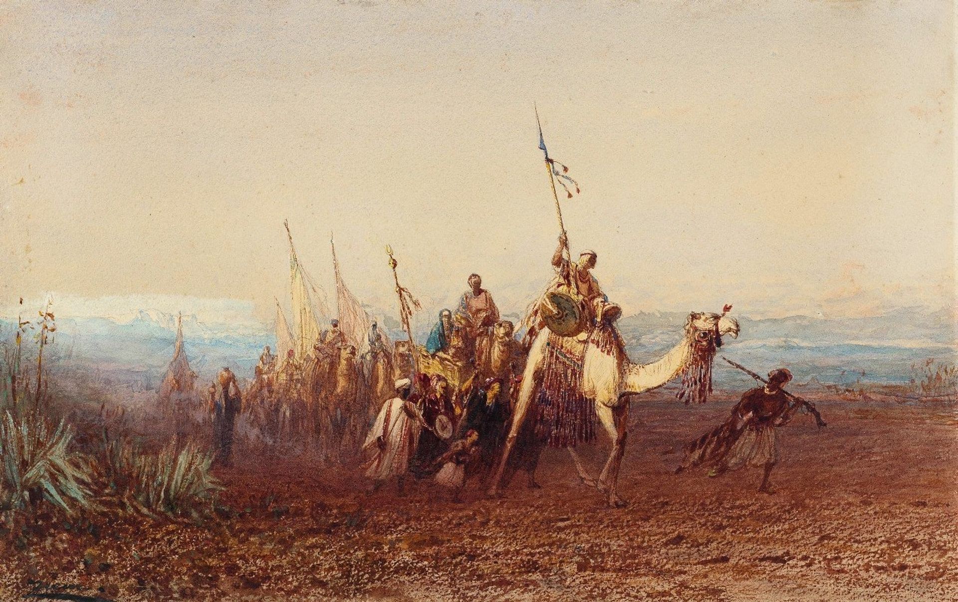 Vers Le Caire, la Caravane by Félix Ziem
