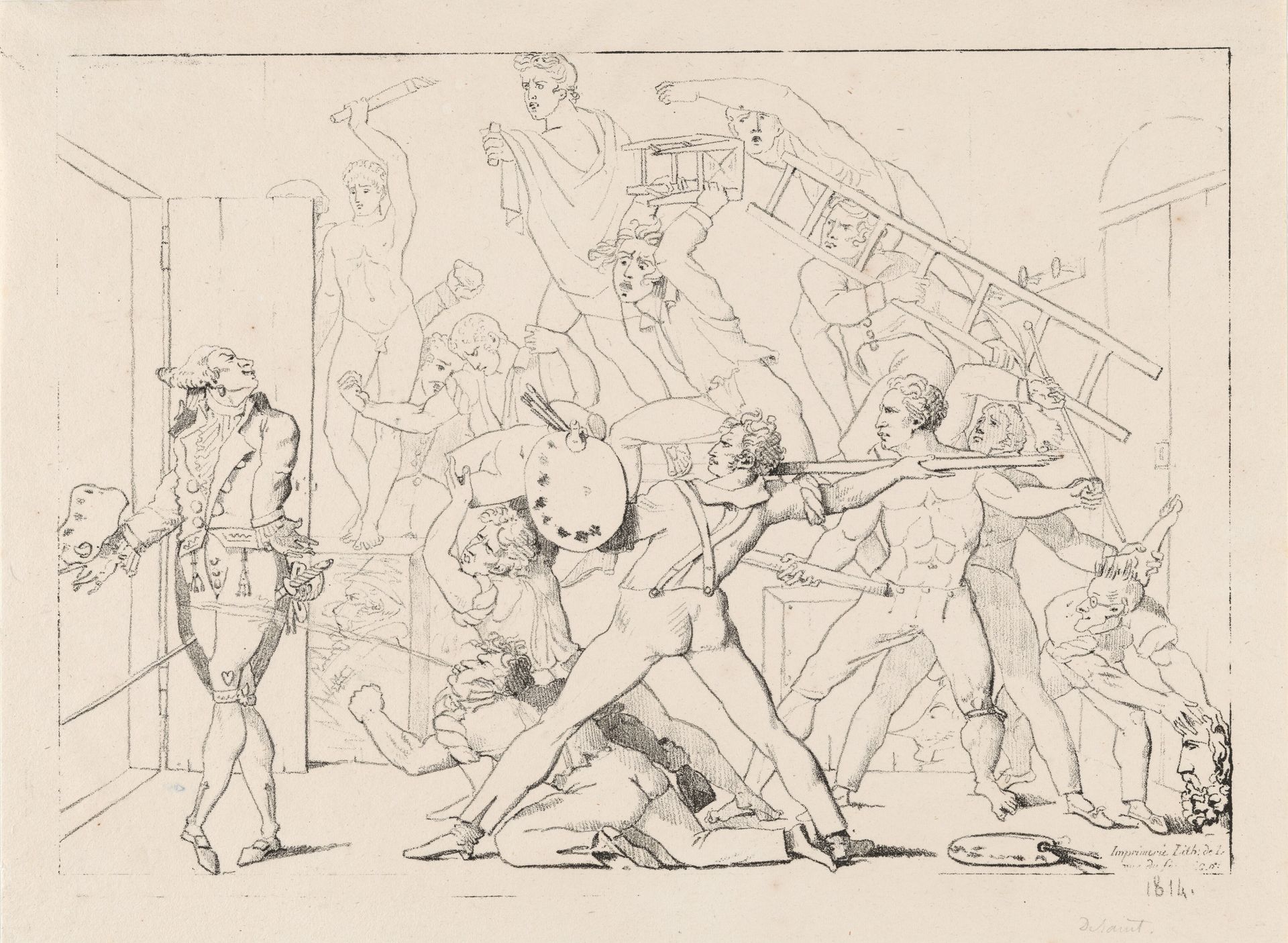 Jean-Philippe-Guy Le Gentil, Comte de Paroy, Expelled from David's Studio by Charles Porphyre Alexandre Desains