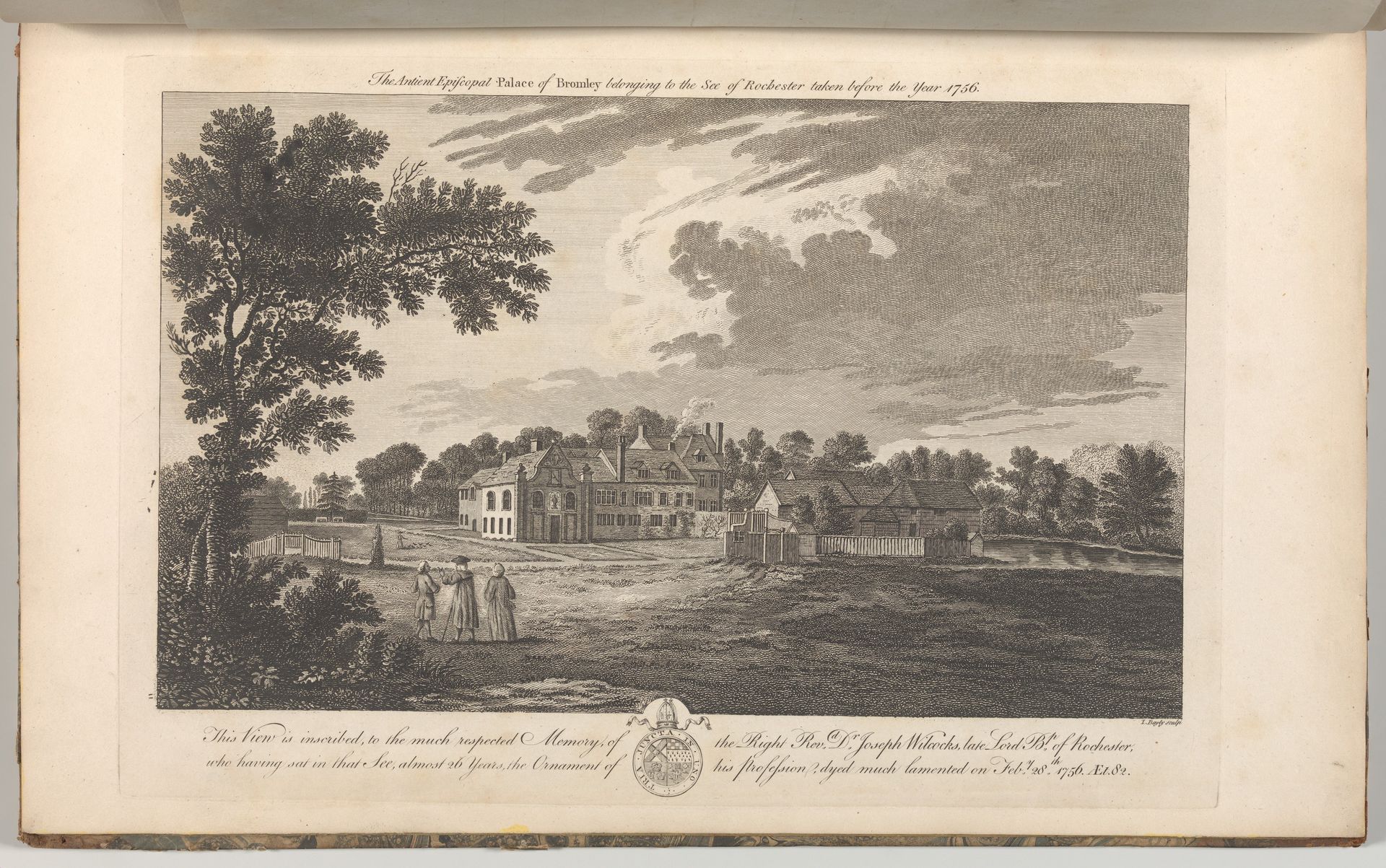 The Ancient Episcopal Palace of Bromley, belonging to the See of Rochester, taken before the year 1756, from Edward Hasted's, The History and Topographical Survey of the County of Kent, vols. 1-3 by John Bayly